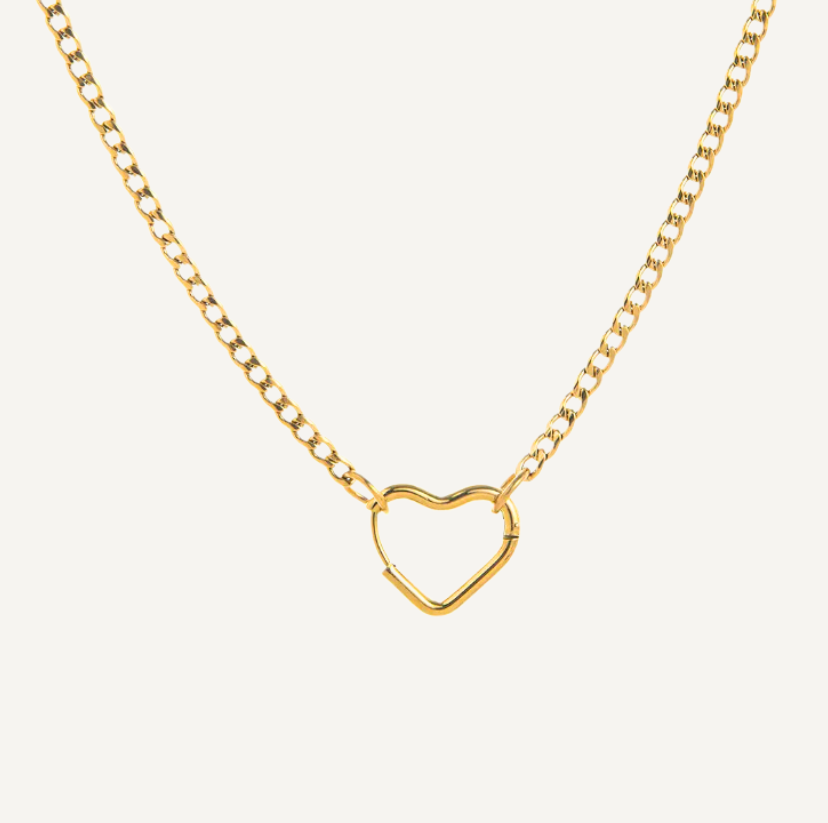 Base Collier Chaîne Gourmette Fermoir Cœur