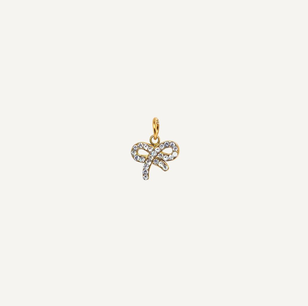 Charm Nœud de Papillon Zircon Doré