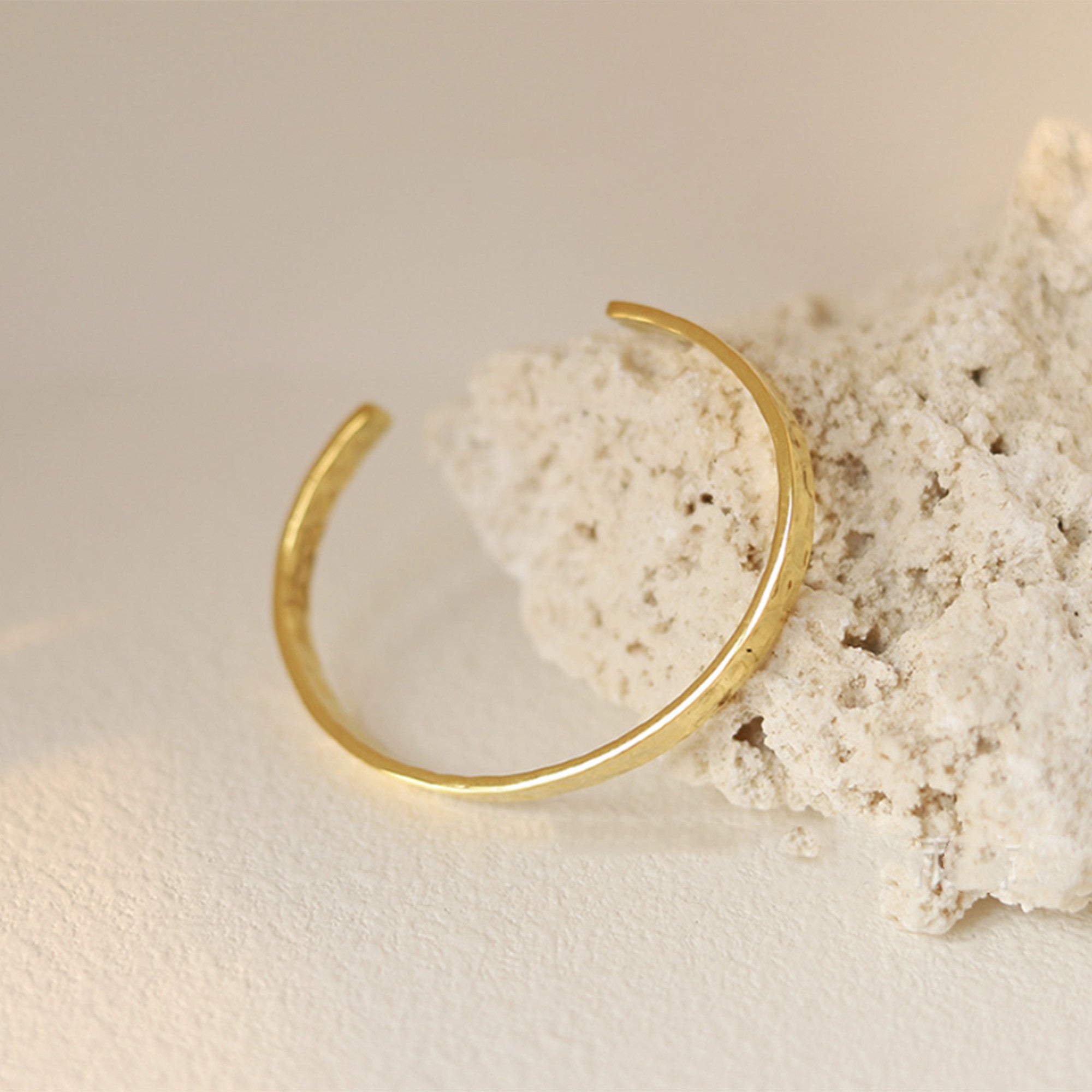 Thick Hammered Bangle Bracelet