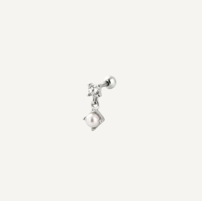 Piercing Pendant Zircon et Perle Ronde