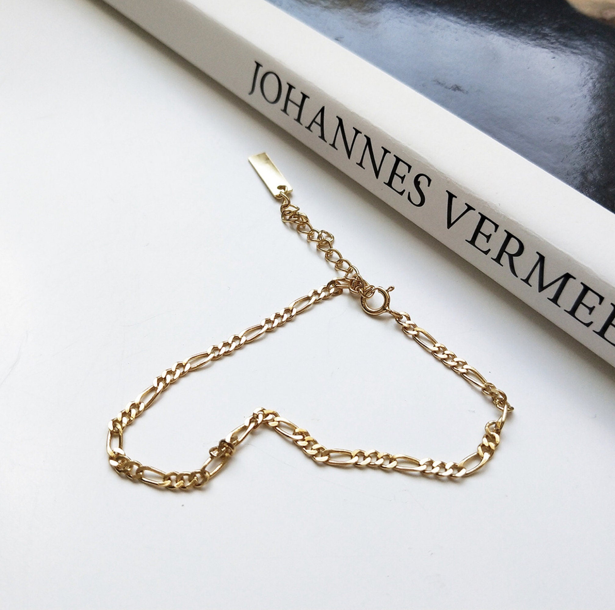 Bracelet Chaîne Gourmette Figaro Or style minimaliste - Bracelet chaîne délicate de superposition - Cadeau pour elle