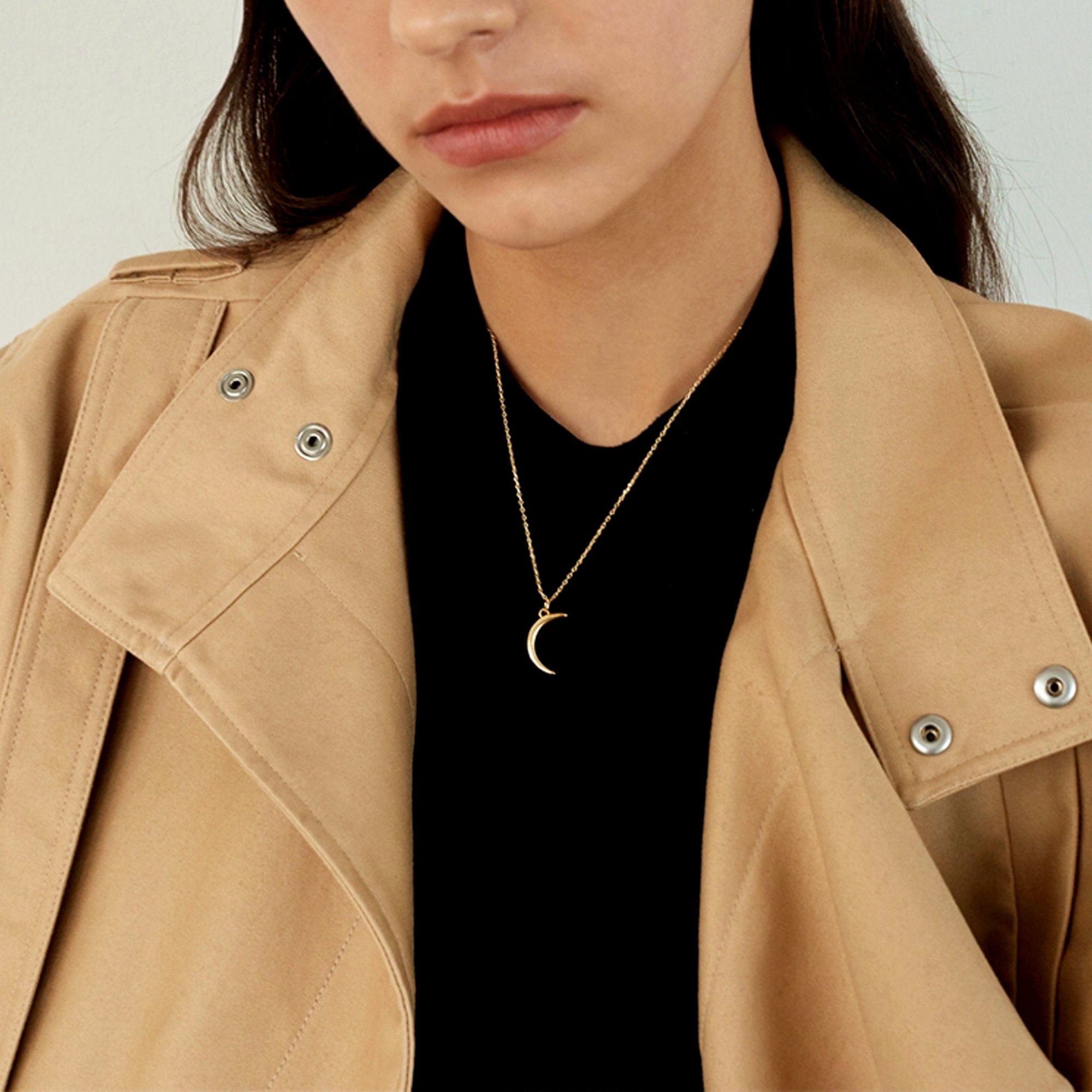 Dainty Gold Moon Necklace, Gold Crescent Moon Necklace, Minimalist Necklace, Mother&