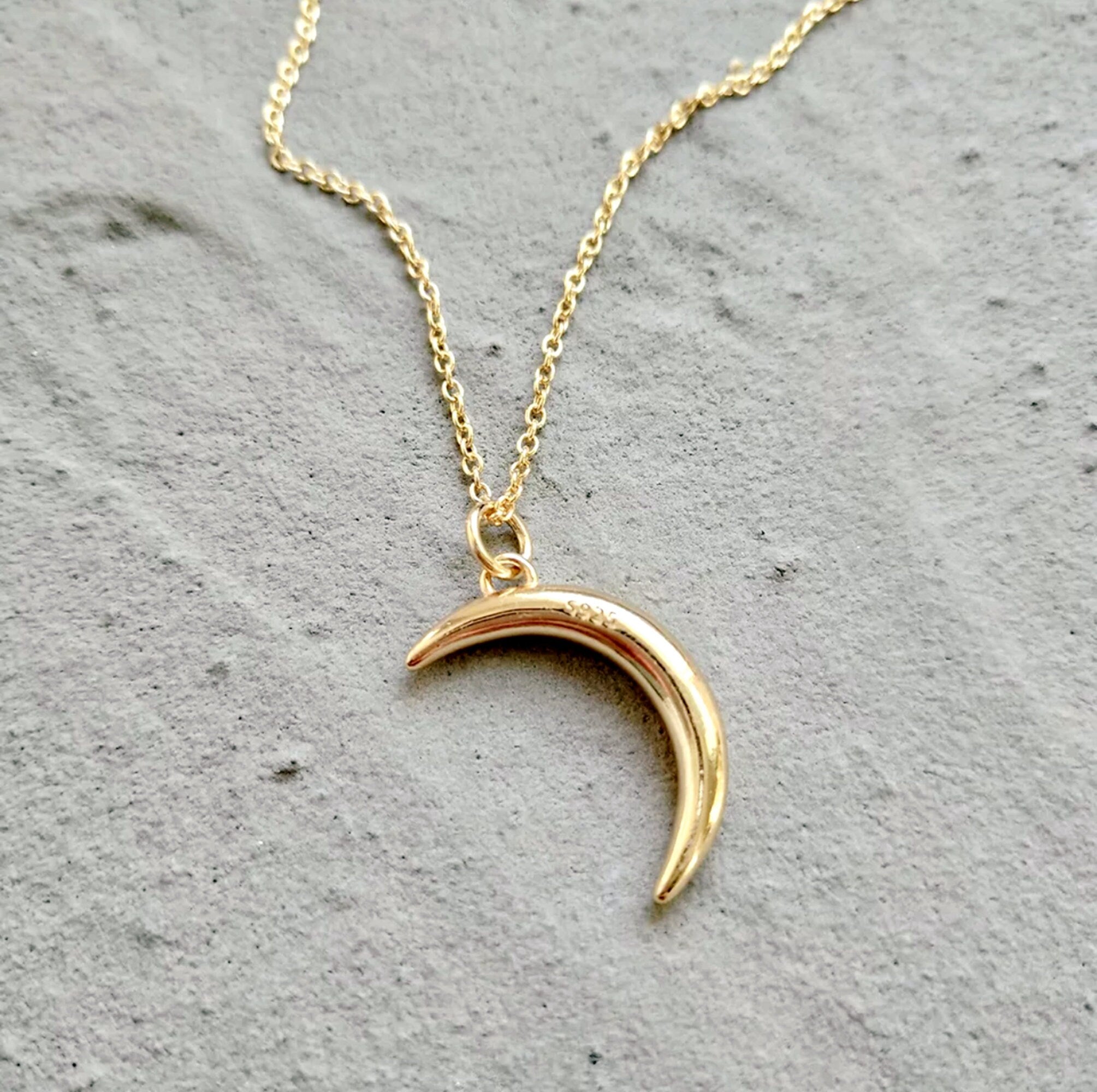 Dainty Gold Moon Necklace, Gold Crescent Moon Necklace, Minimalist Necklace, Mother&