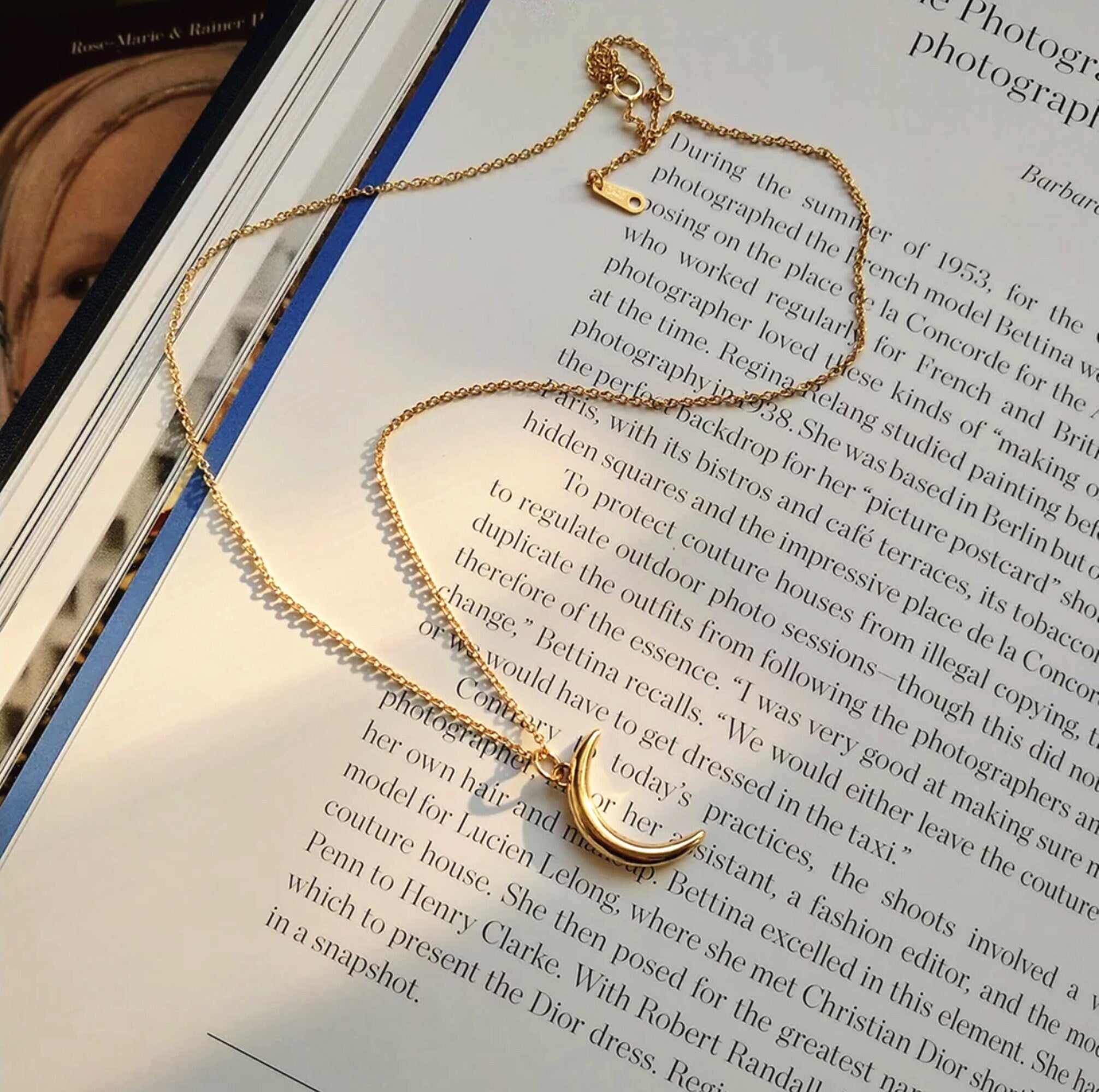 Dainty Gold Moon Necklace, Gold Crescent Moon Necklace, Minimalist Necklace, Mother&