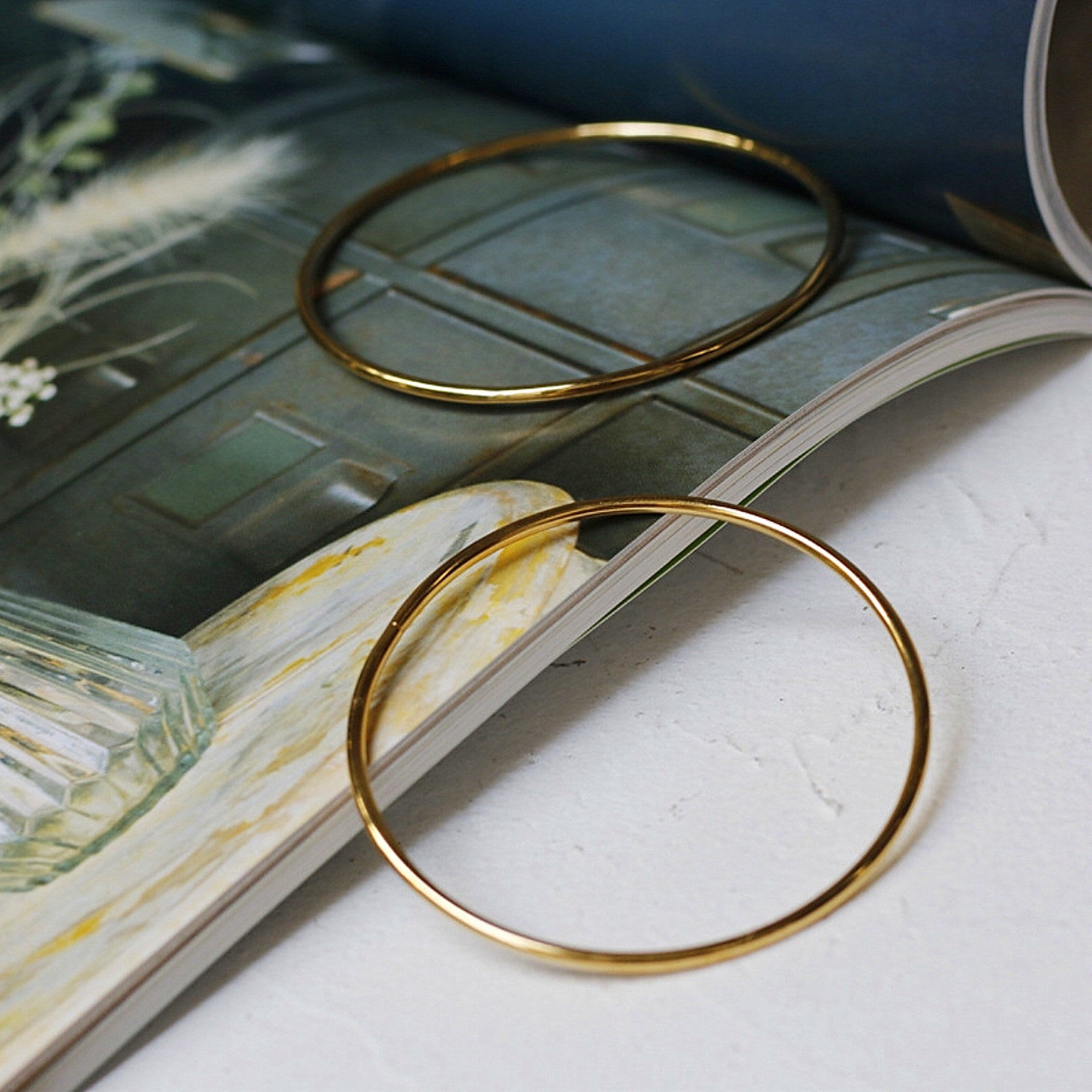 Gold Simple Flat bangle bracelet, Minimalist bracelet