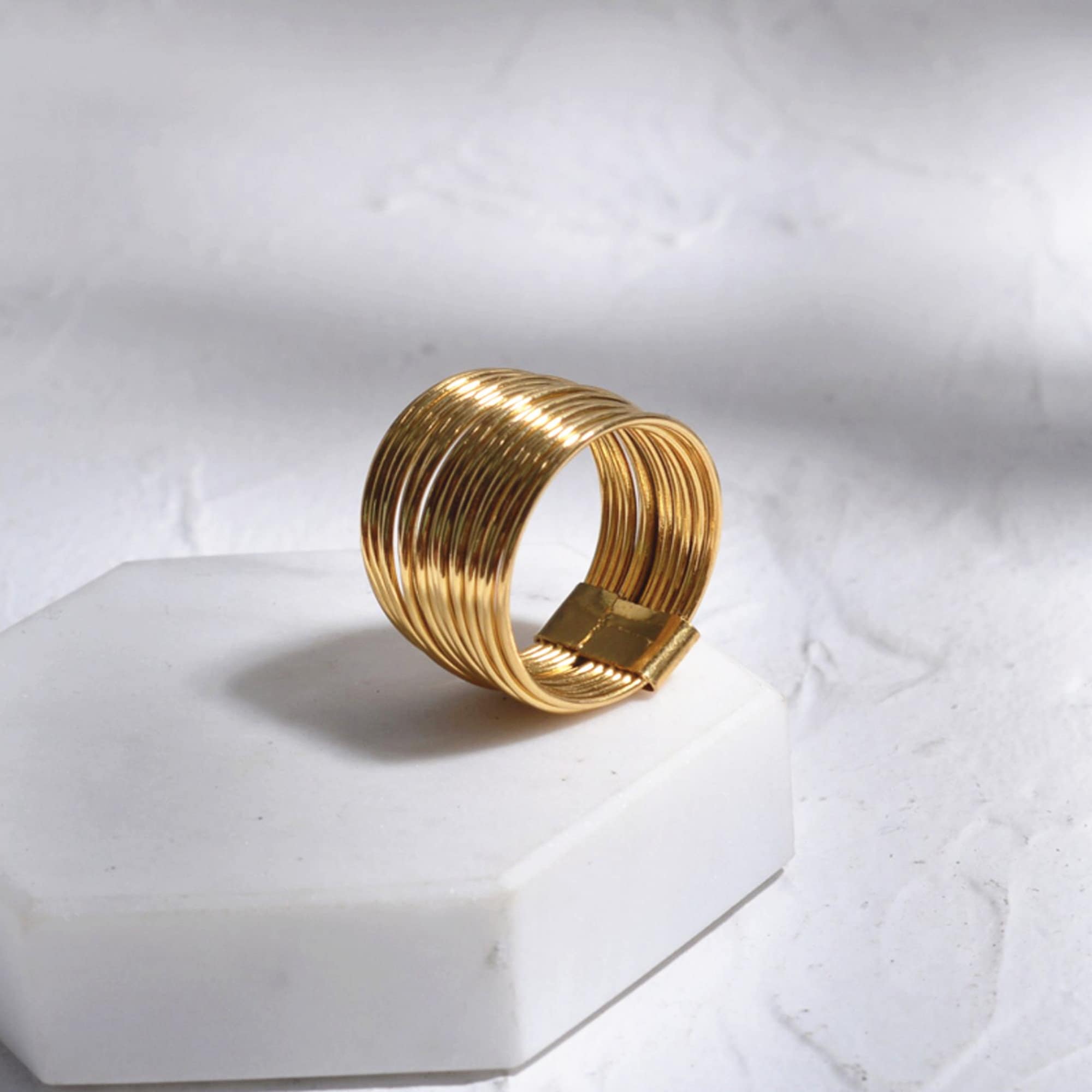 Dainty Gold Multi-bands Ring, Minimal Gold Twisted Stacking Ring, Delicate Thin Wrap Ring, Gift for her