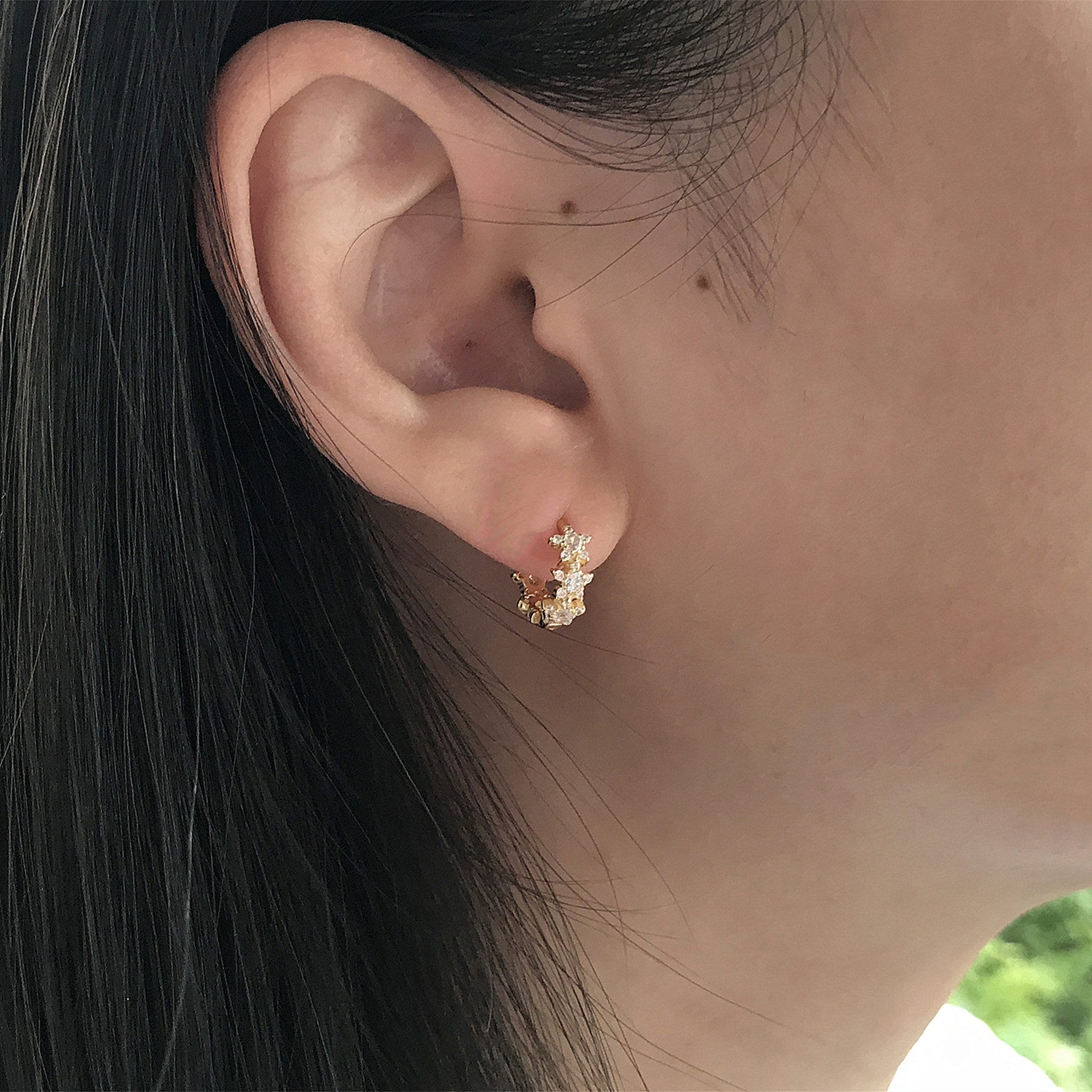 Dainty CZ Star Tiny Gold Huggie earrings, Delicate Small CZ huggie Hoops, Charm Minimaliste hoops earrings, Gifts for her