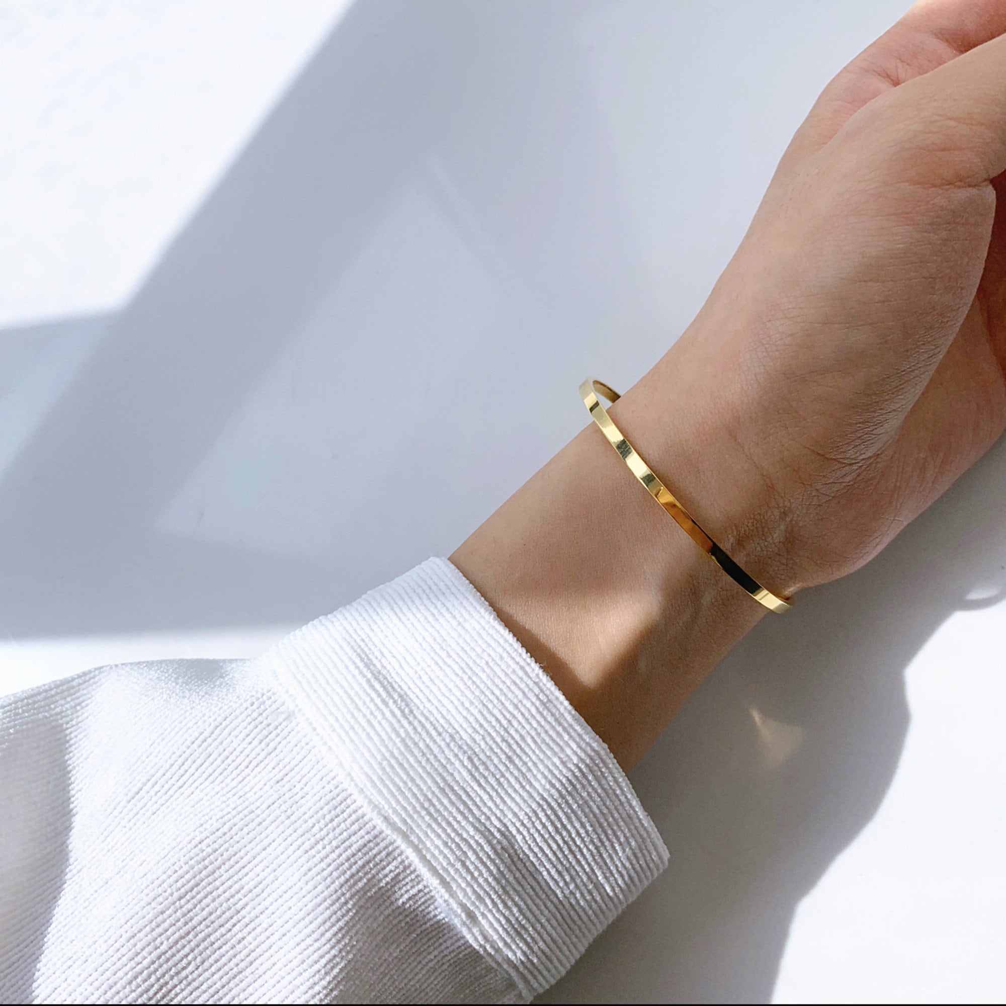 Gold Simple Flat bangle bracelet, Minimalist bracelet