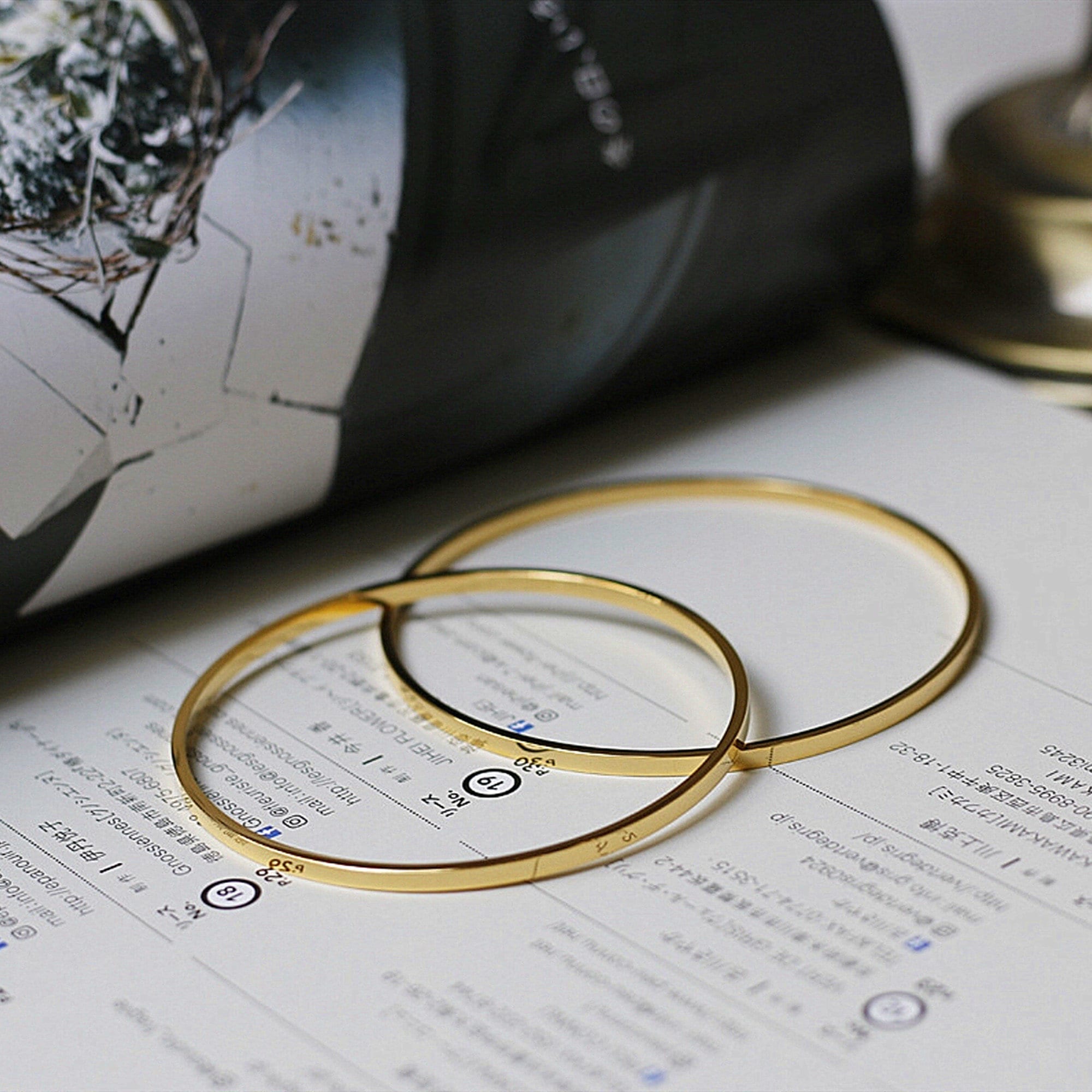 Gold Simple Flat bangle bracelet, Minimalist bracelet