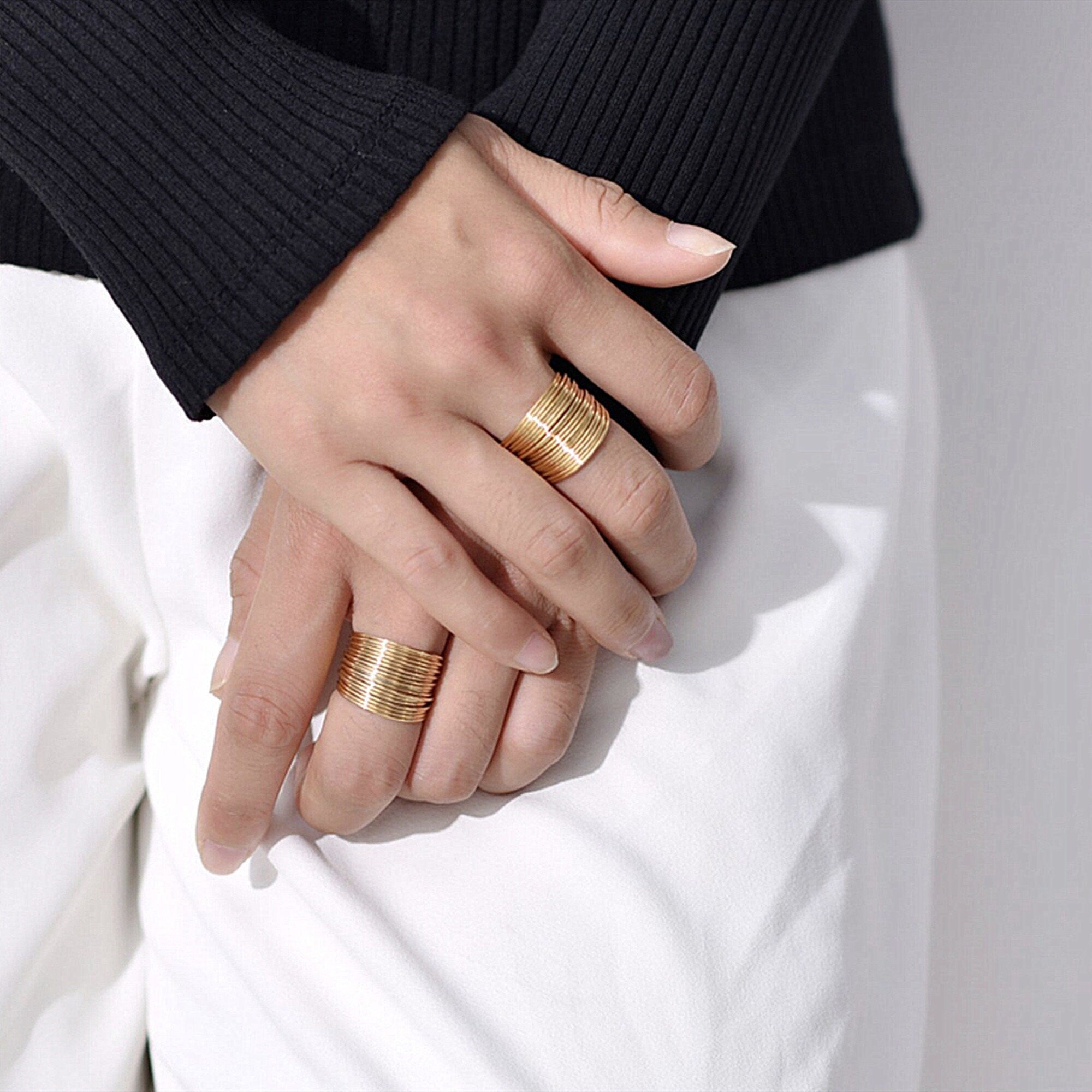 Dainty Gold Multi-bands Ring, Minimal Gold Twisted Stacking Ring, Delicate Thin Wrap Ring, Gift for her