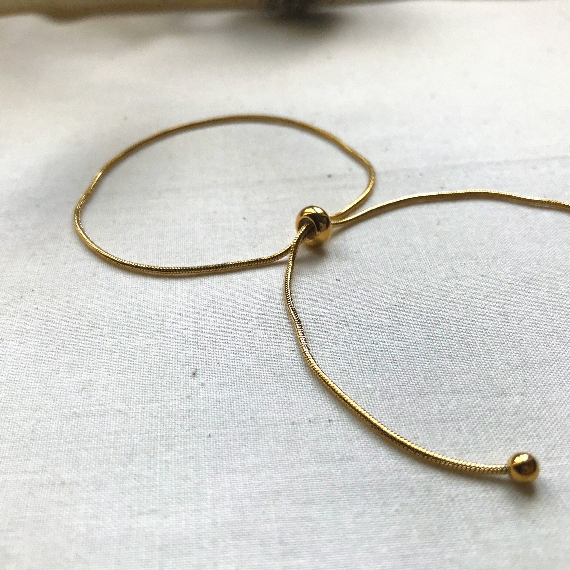 Dainty Gold Ball Adjustable Ankle Bracelet, Gold Beaded Chaine Ankle Bracelet, Ball Chain Ankle Bracelet