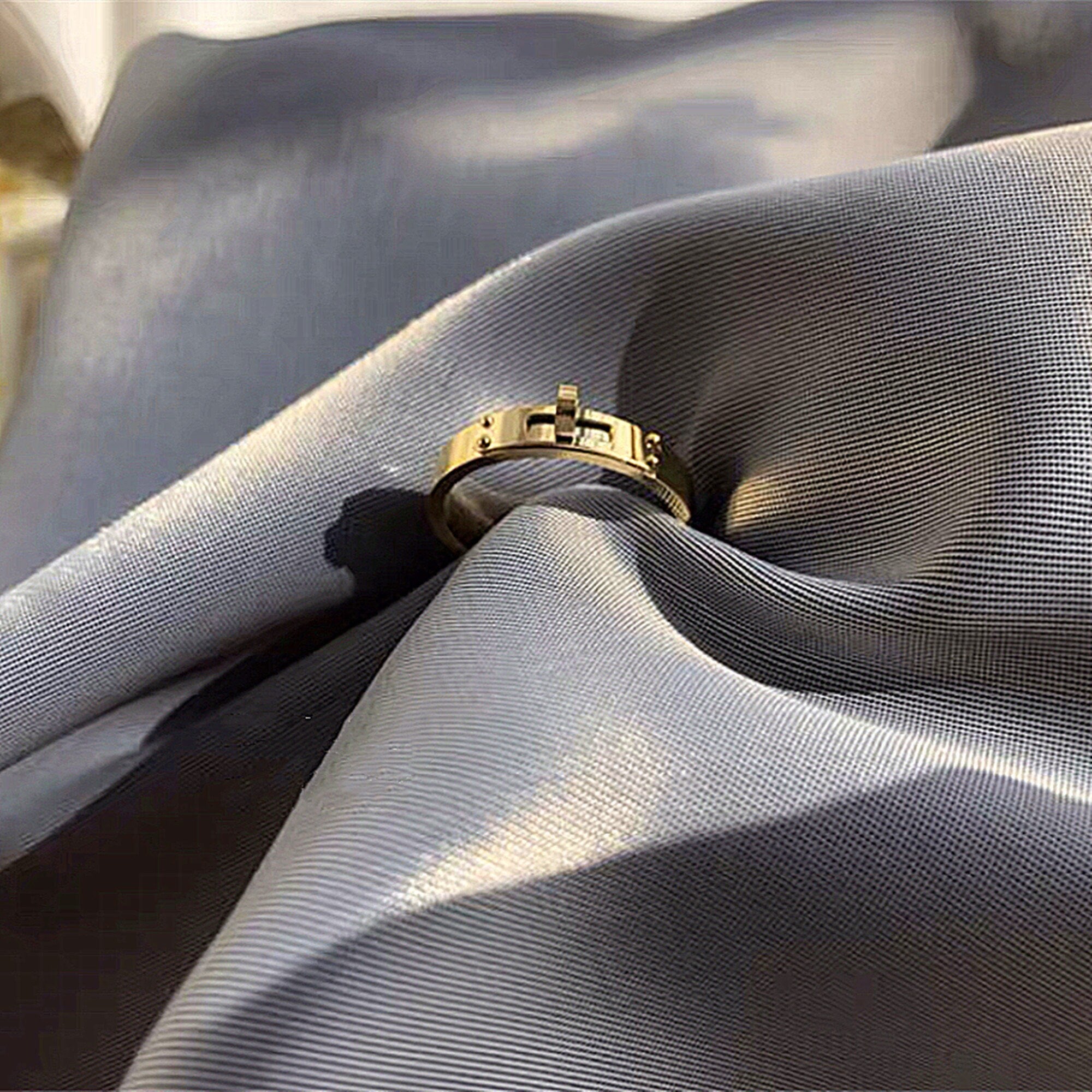 Gold Plated Belt Shaped Band Ring, Dainty Gold Belt Band Ring, Gold Statement Stacking Dome Ring, Gift for her, "Charlotte&