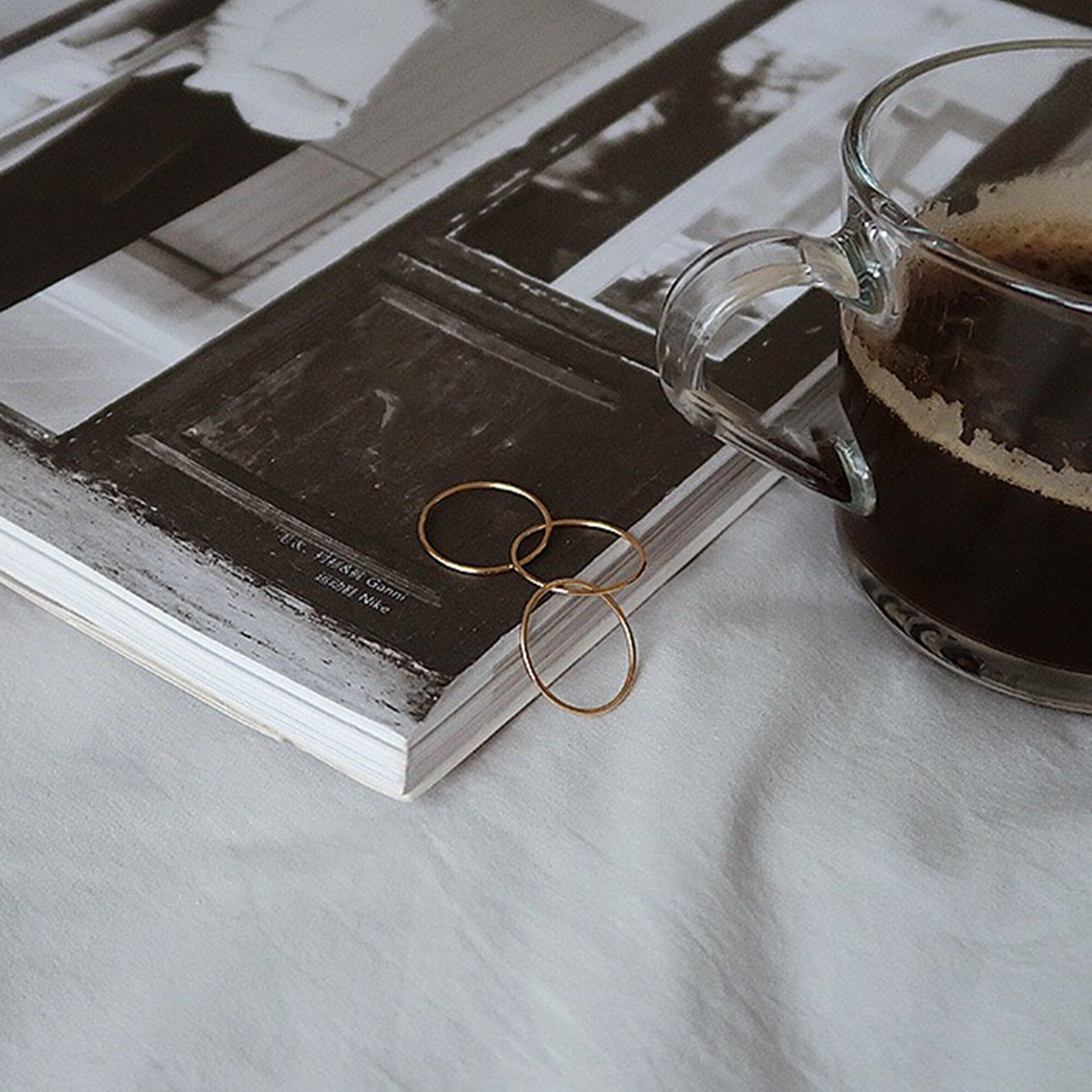 Dainty Gold Triple Band Ring, Gold Minimalist Rings for Women, Gold Minimal Stacking Ring