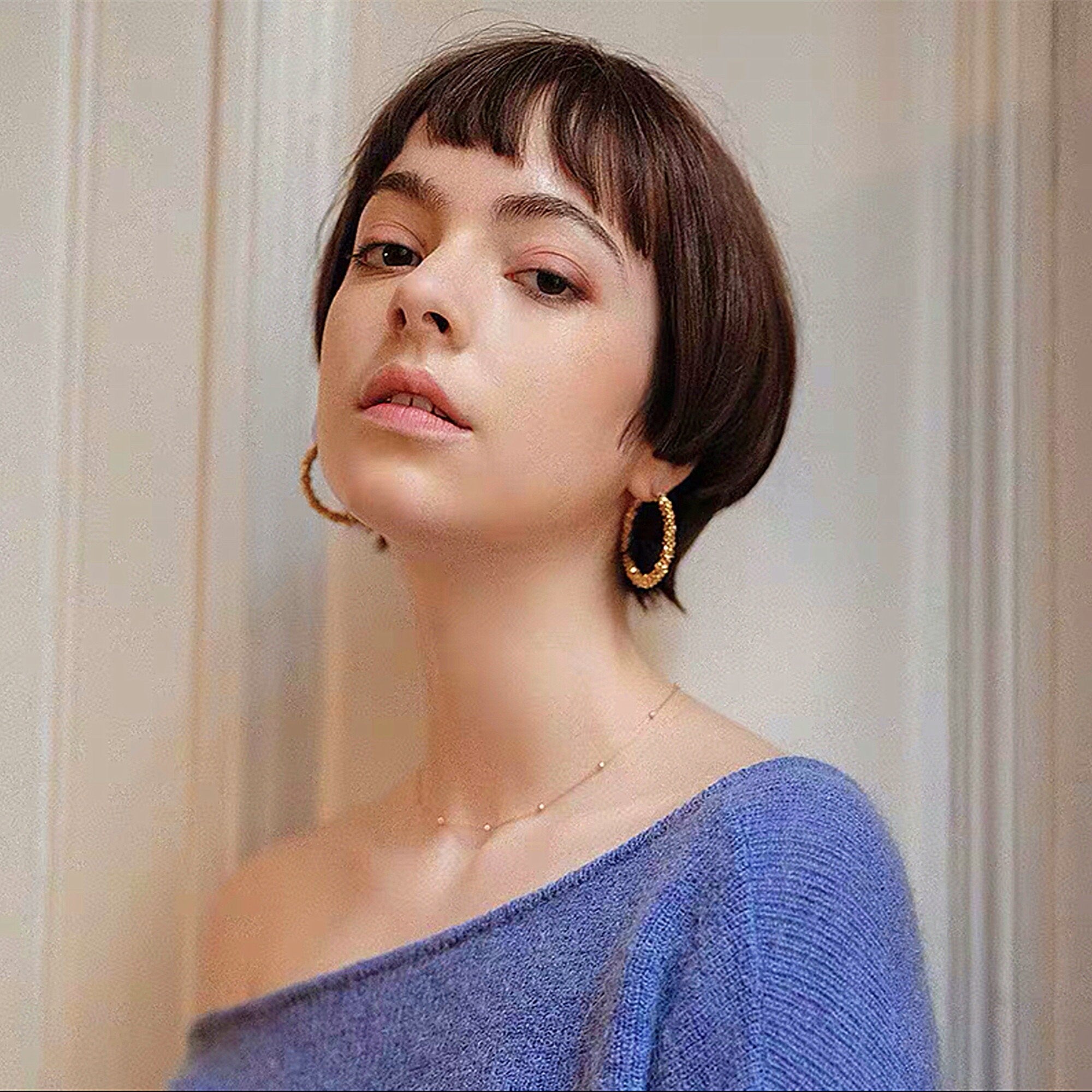 Chunky Gold Twisted Hoops Earrings, Gold Vintage Round Hoop Earrings, Dainty Classic Minimalist Creoles, Gift for Her, "Skylar&