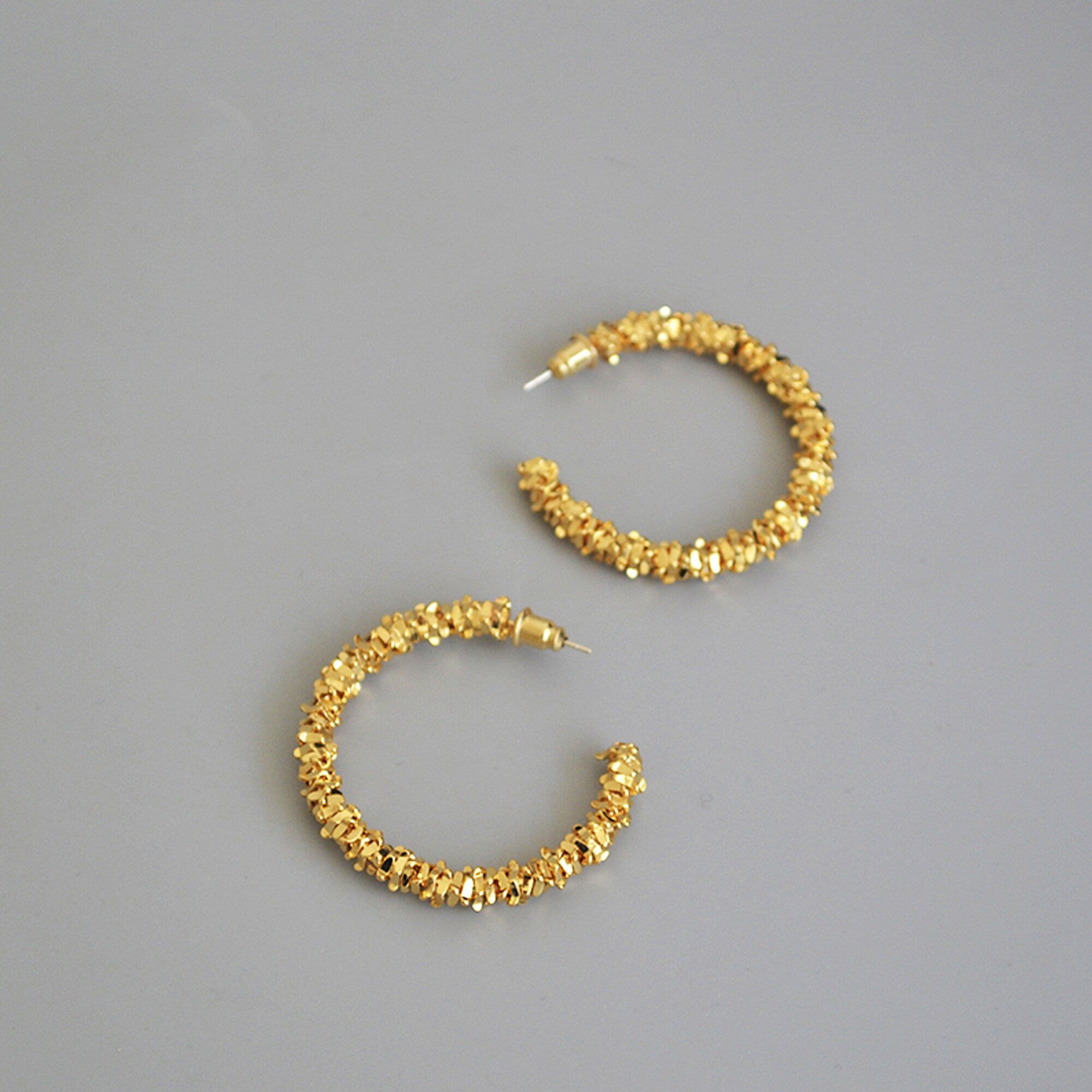 Chunky Gold Twisted Hoops Earrings, Gold Vintage Round Hoop Earrings, Dainty Classic Minimalist Creoles, Gift for Her, "Skylar&