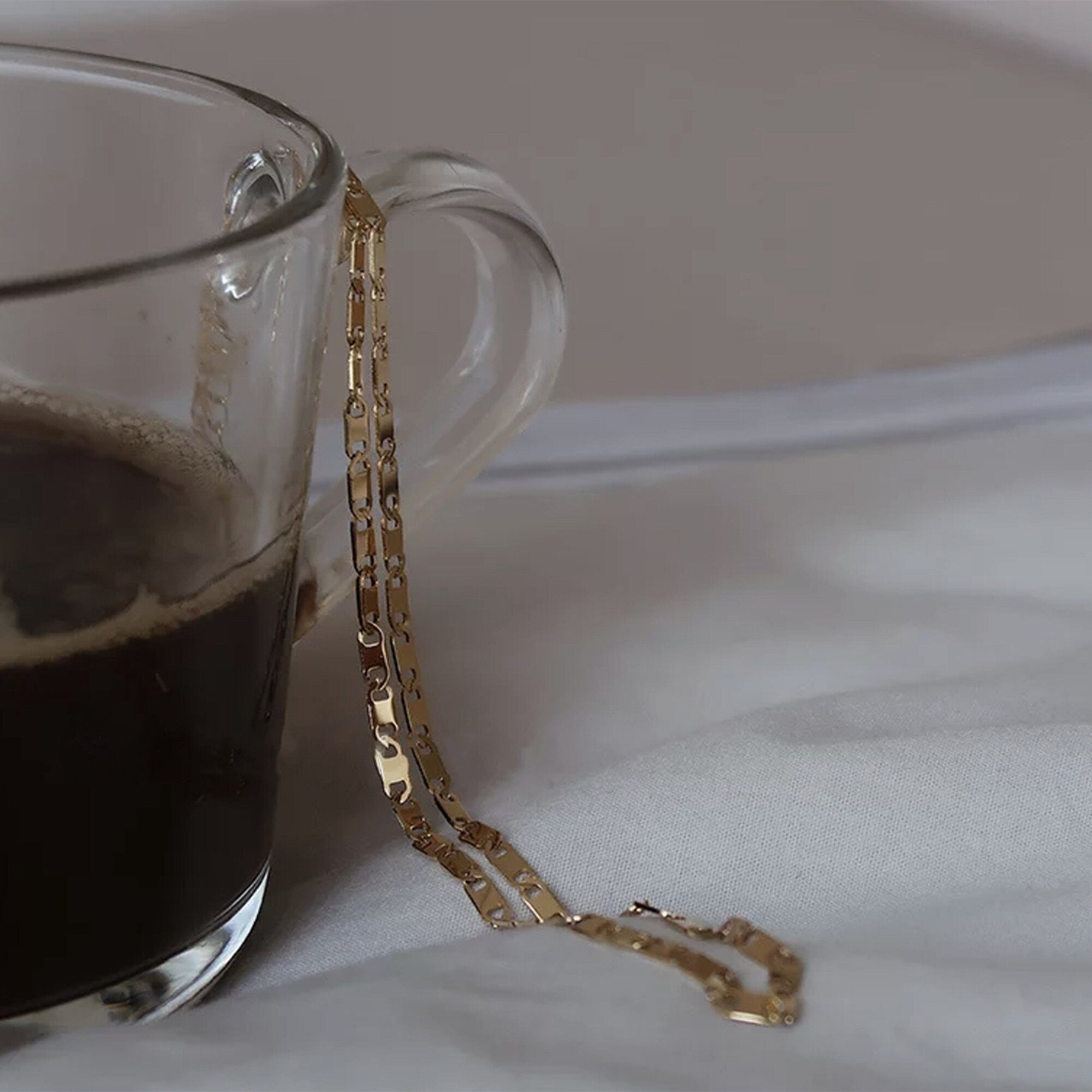 Dainty Gold Figaro Chain Necklace Choker, Delicate Layering Necklace, Minimalist Simple Short Chain Necklace, Gift For Her