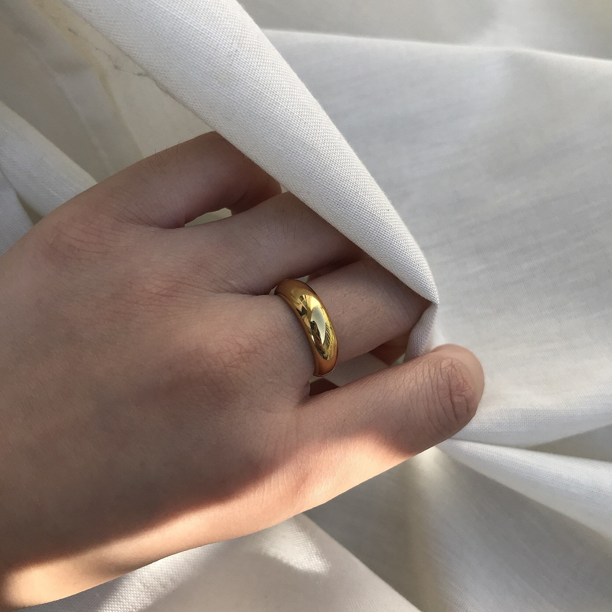 Bague "Charlotte", Bague Or Anneau Deux Tailles Large Simple en Acier Inoxydable Style Minimaliste, Bague de Phalange cadeau pour elle