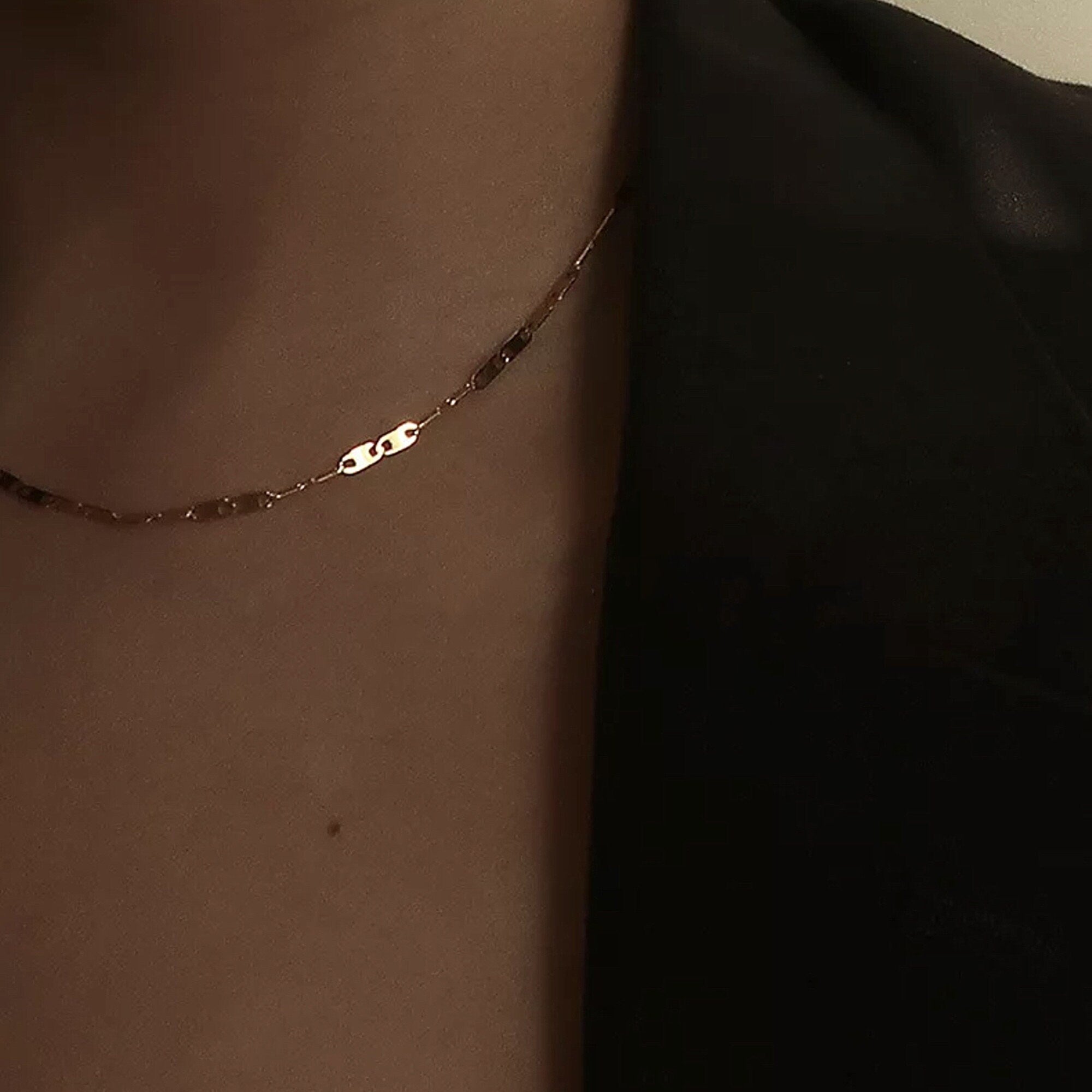 Dainty Gold Figaro Chain Necklace Choker, Delicate Layering Necklace, Minimalist Simple Short Chain Necklace, Gift For Her