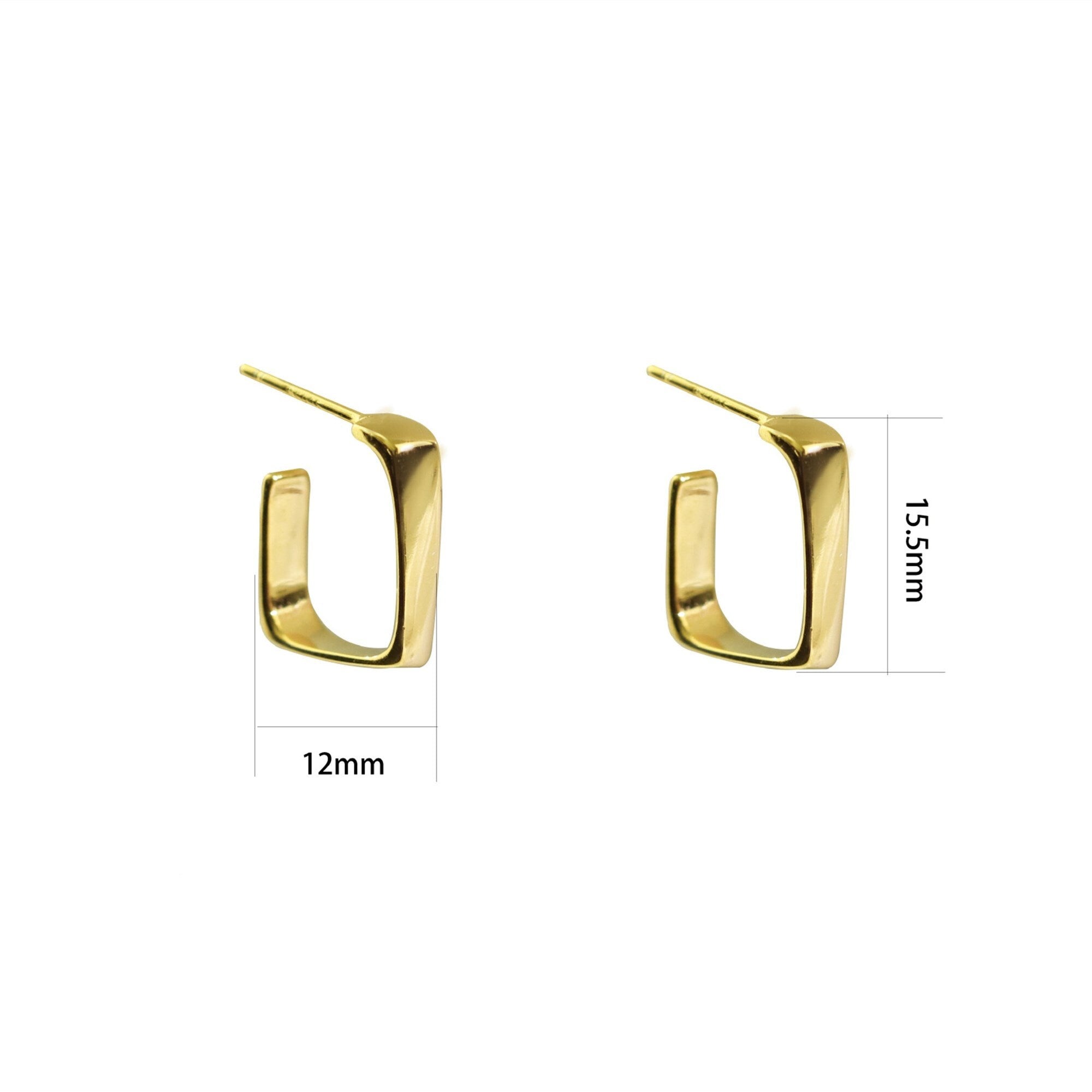 Dainty Gold and Silver Open Sqaure Hoop Earrings with Minimalist Style, Simple Gold Hoops, Sister Birthday Gift or Mothers day jewelry