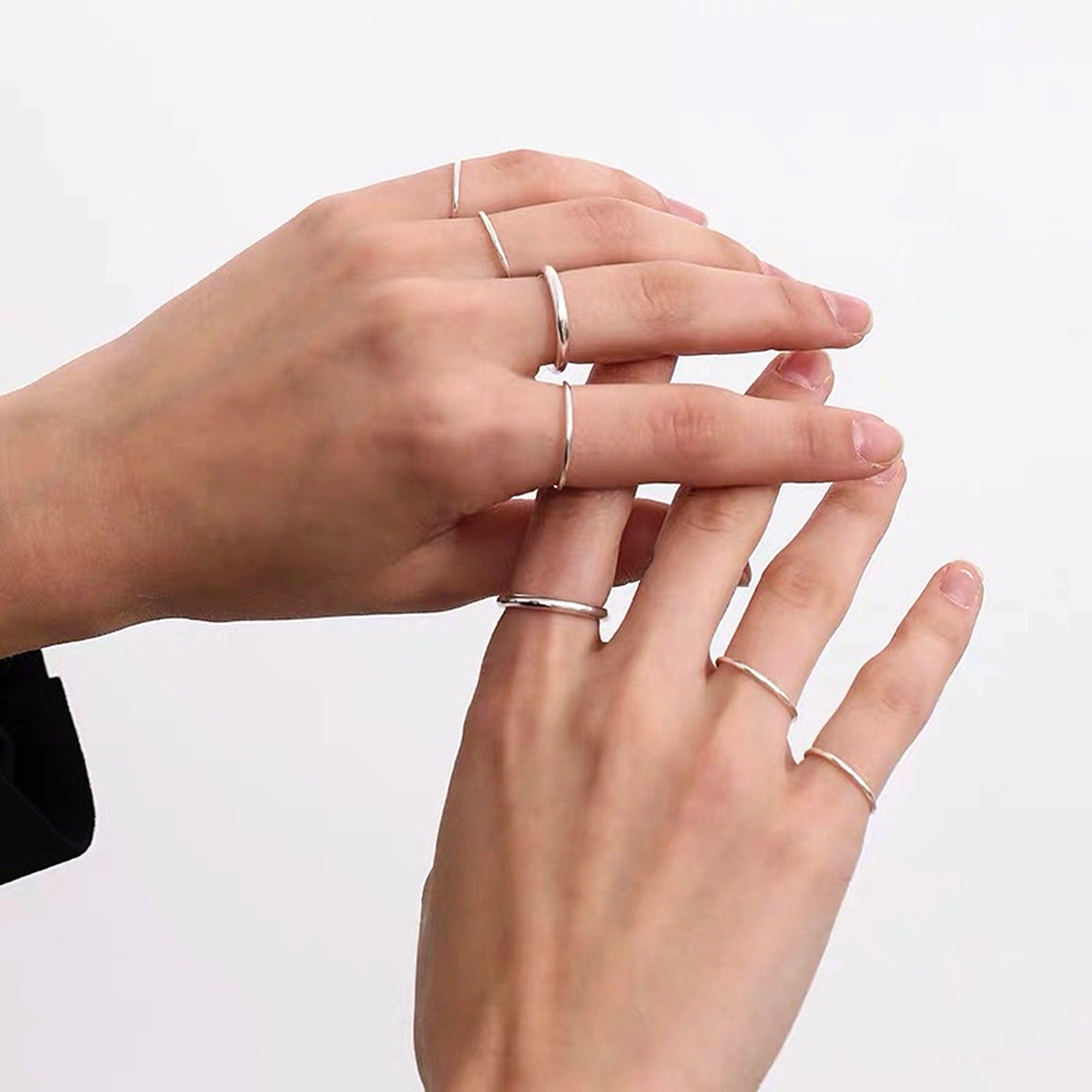 Thin Band Ring "Donna", Dainty Sterling Silver Simple Stacking Ring