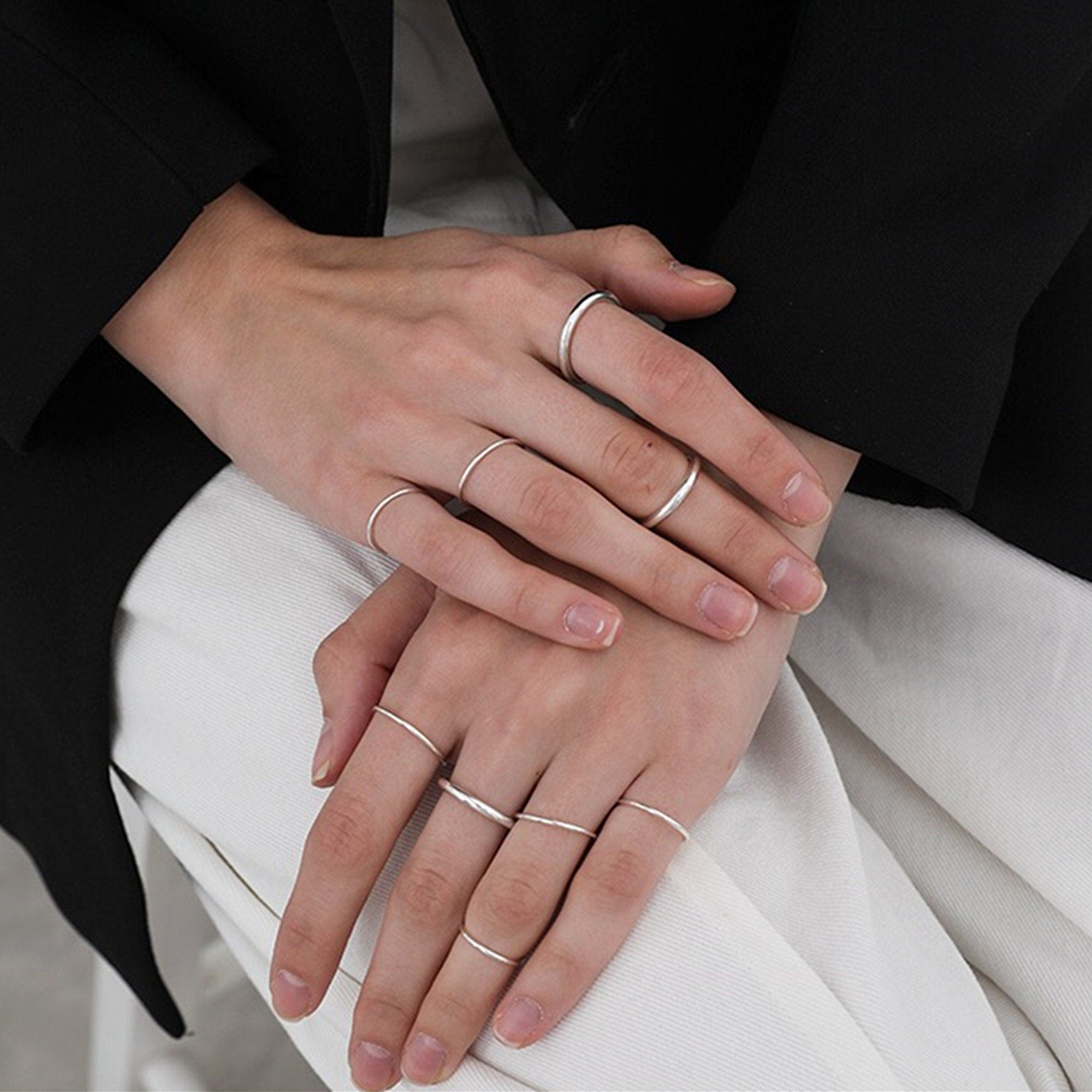 Thin Band Ring "Donna", Dainty Sterling Silver Simple Stacking Ring