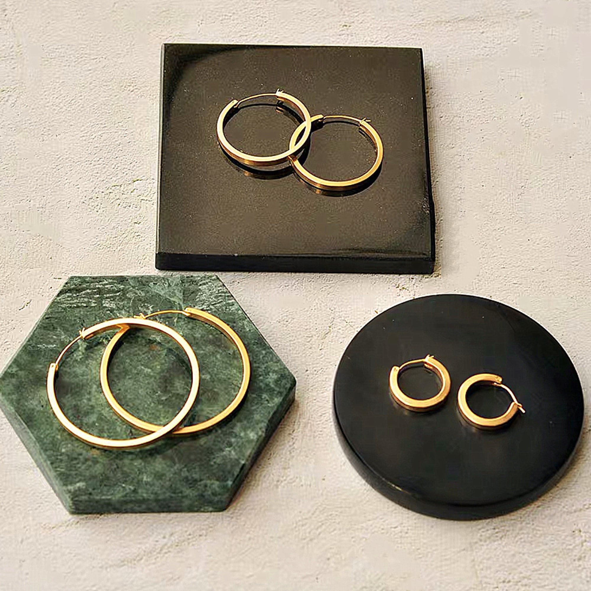 Dainty Gold Large and Flat Hoop Hoop Earrings Minimalist Style, Simple Thick Gold Vintage Hoops, Birthday Gift or Mothers day jewelry