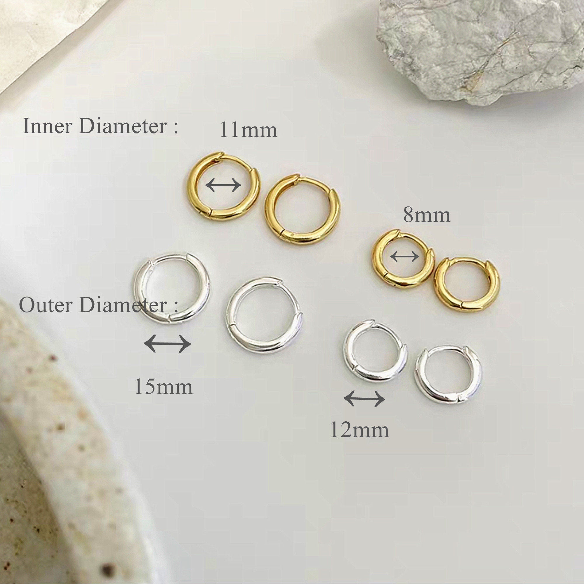 Dainty Small Gold Hoop Earrings - Dainty Tiny and Thin Gold Huggie Earrings - Charm Minimaliste Tragus hoops earrings - Gifts for her