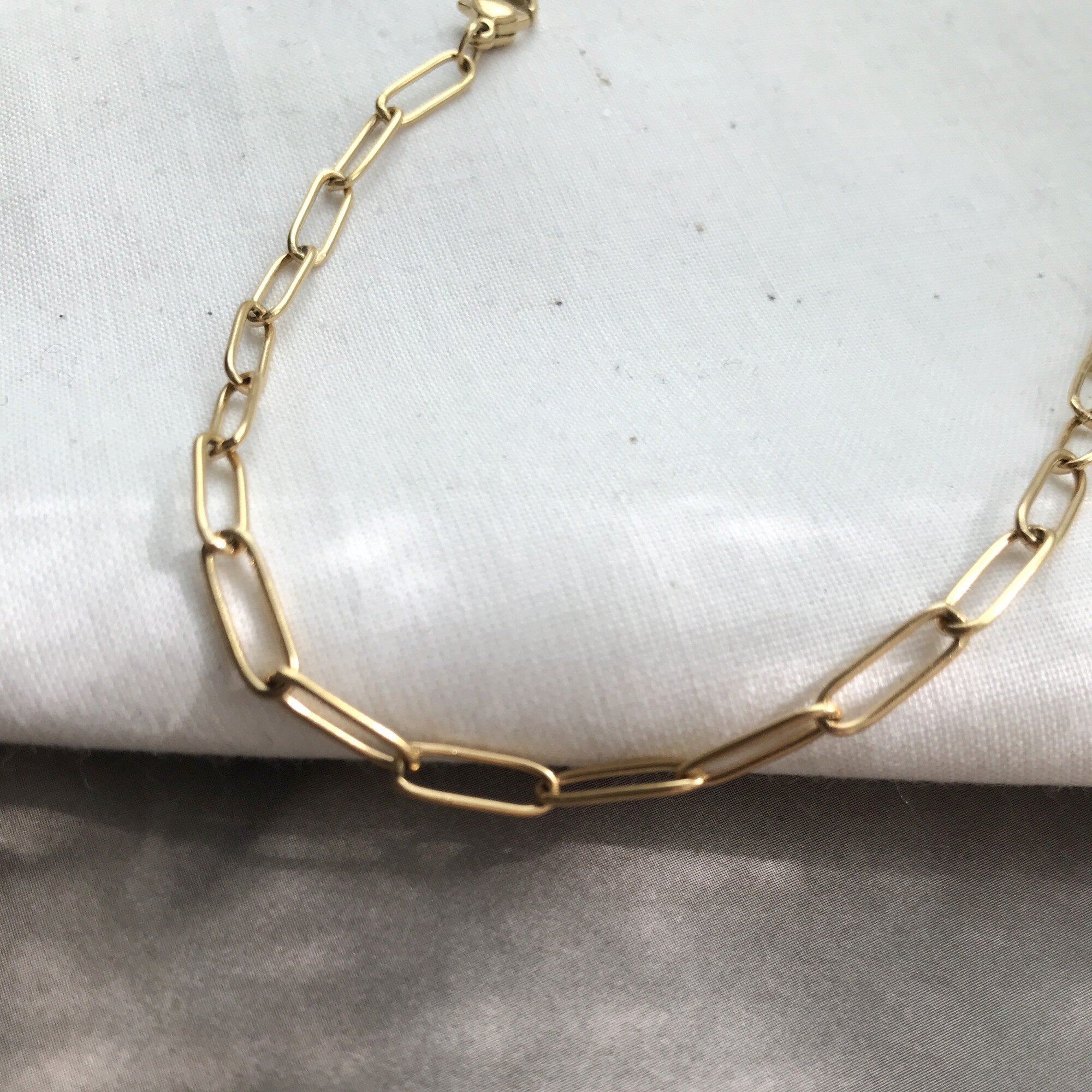 Dainty Gold Plated Rectangular Box Chain Bracelet