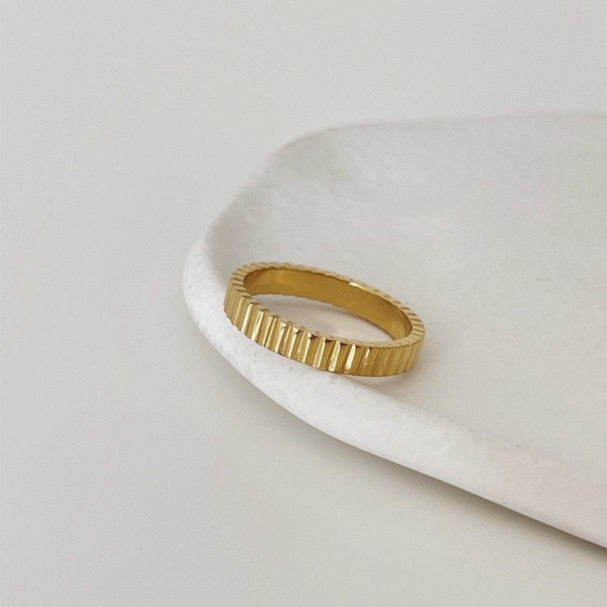 Gold Dainty Hammered Stacking Band Ring, Gift for her