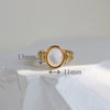 Gold Oval White Mother of Pearl Signet Ring, Dainty White Shell Pinky Band Ring