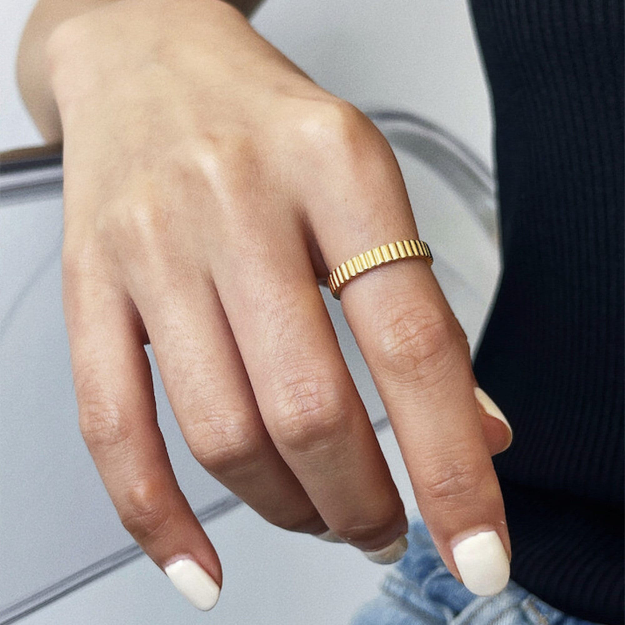 Gold Dainty Hammered Stacking Band Ring, Gift for her