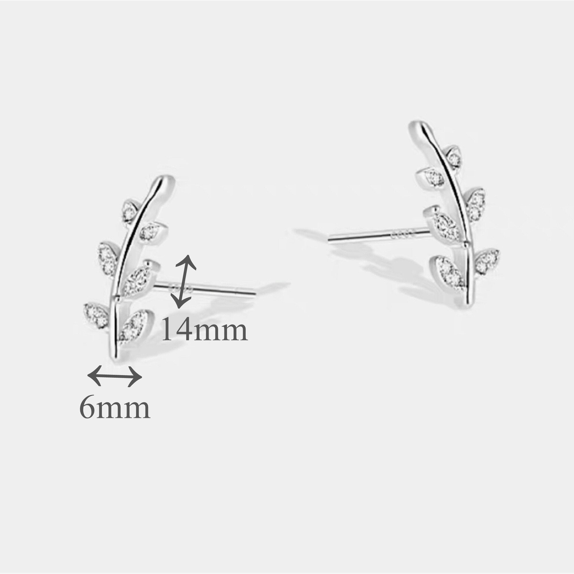 CZ Gold and Silver Leaf Studs Earrings, Minimalist Leaf Earrings, Birthday Gift for friends