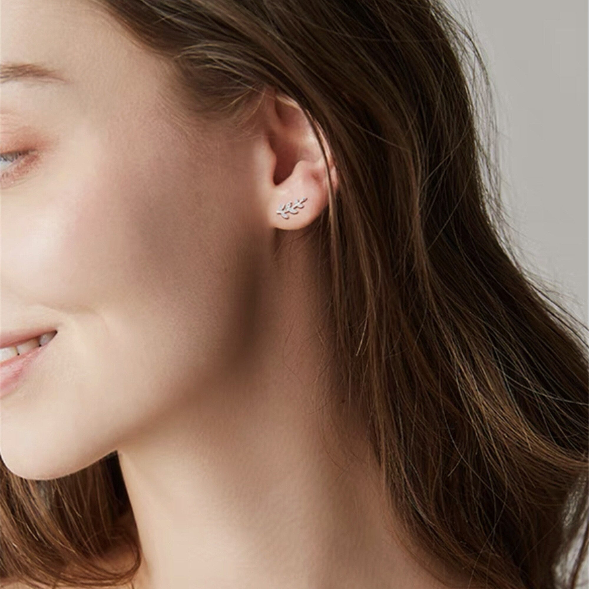 CZ Gold and Silver Leaf Studs Earrings, Minimalist Leaf Earrings, Birthday Gift for friends