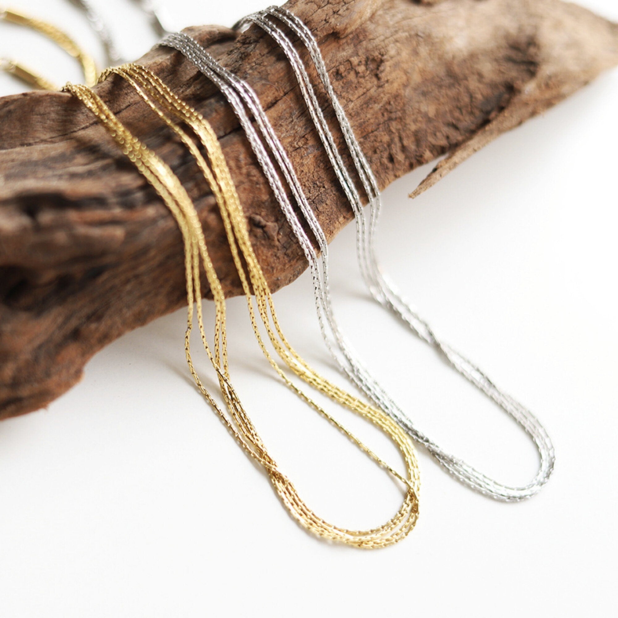 Gold or Silver Multi-Strands Thin Choker Necklaces