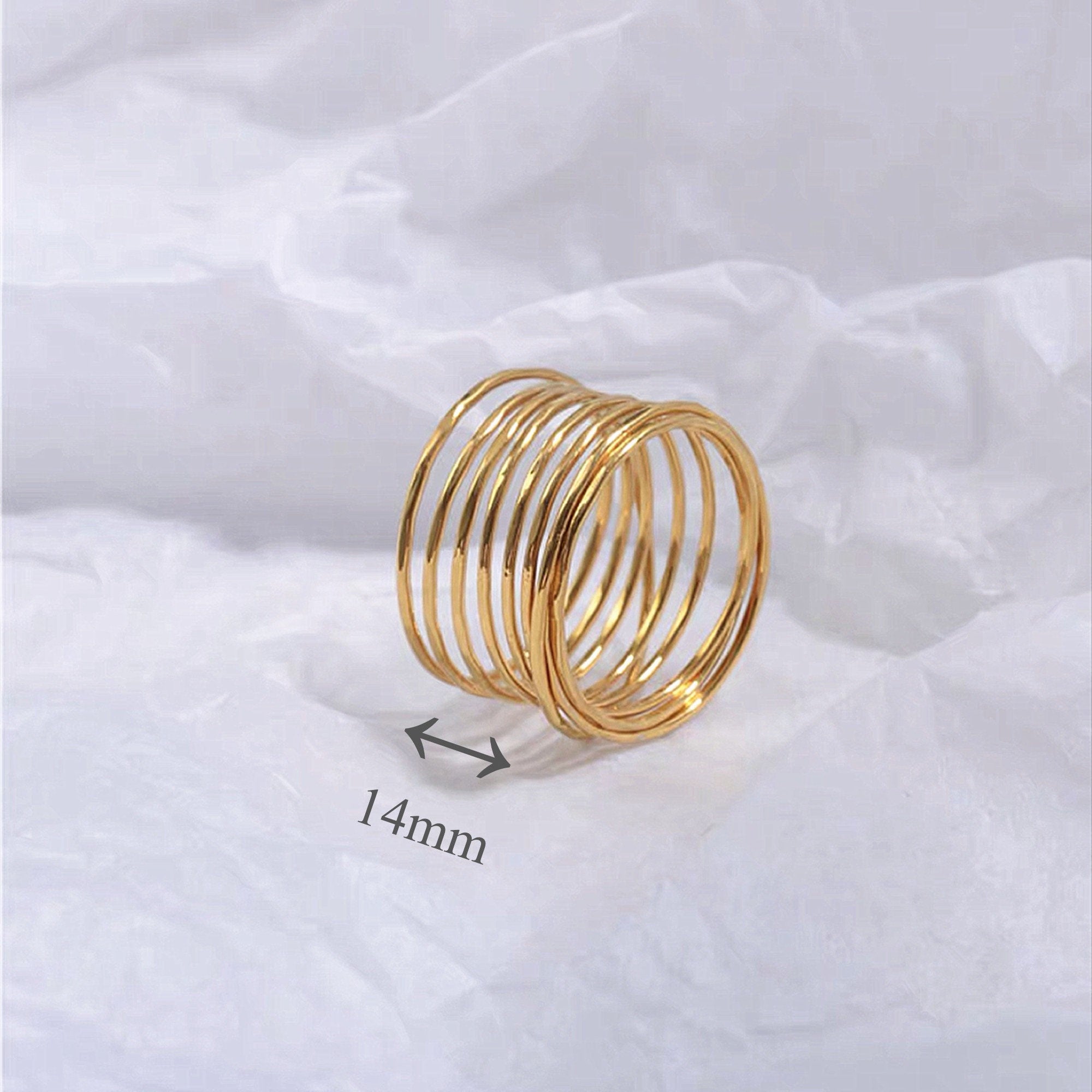 Dainty Gold Multi-Strands Twisted Stacking Band Ring, Gold Thin Wrap Minimalist Rings for Women