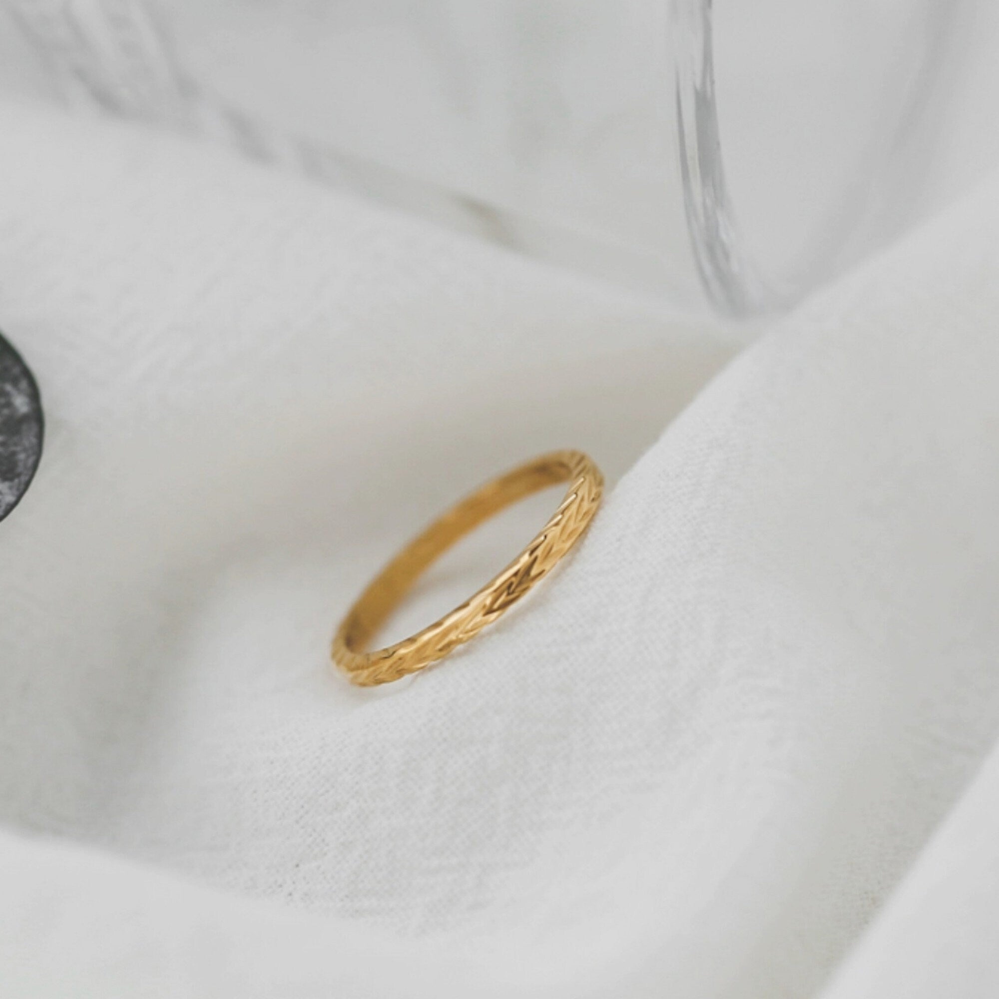 Dainty Hammered Arrow Shaped Gold Plated Ring