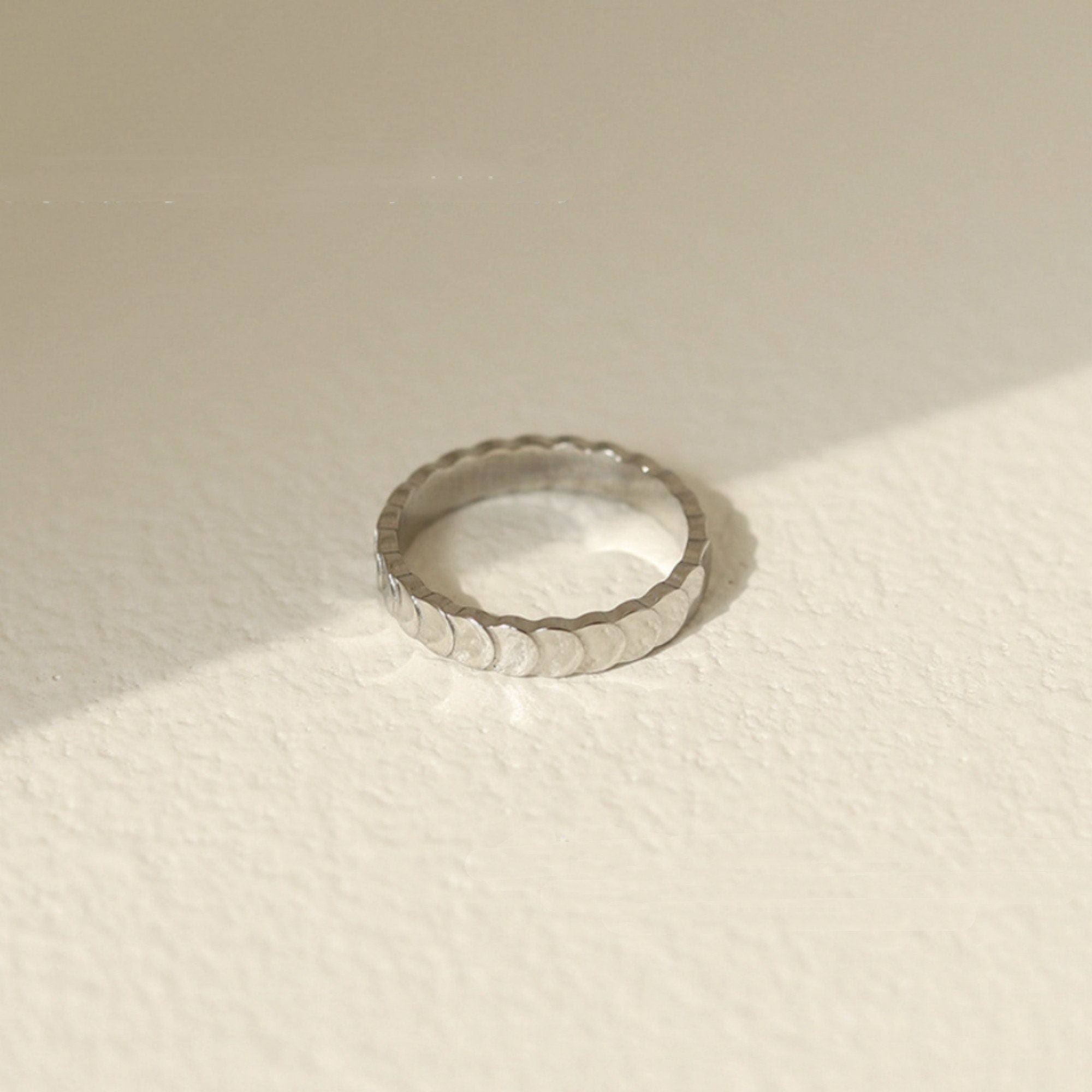 Gold Plated or Silver Plated Fish Scales Shaped Ring, Gold Statement Stacking Dome Ring