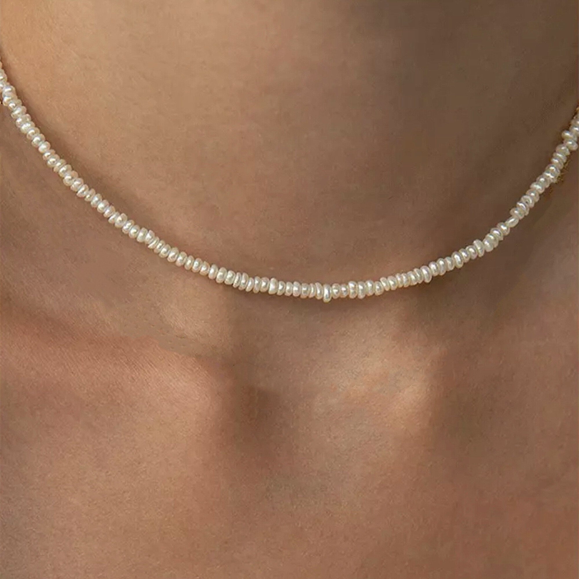 Gold Baroque Freshwater Pearl Necklace, Dainty Gold Plated Baroque Pearl Pendant Necklace, Mother&