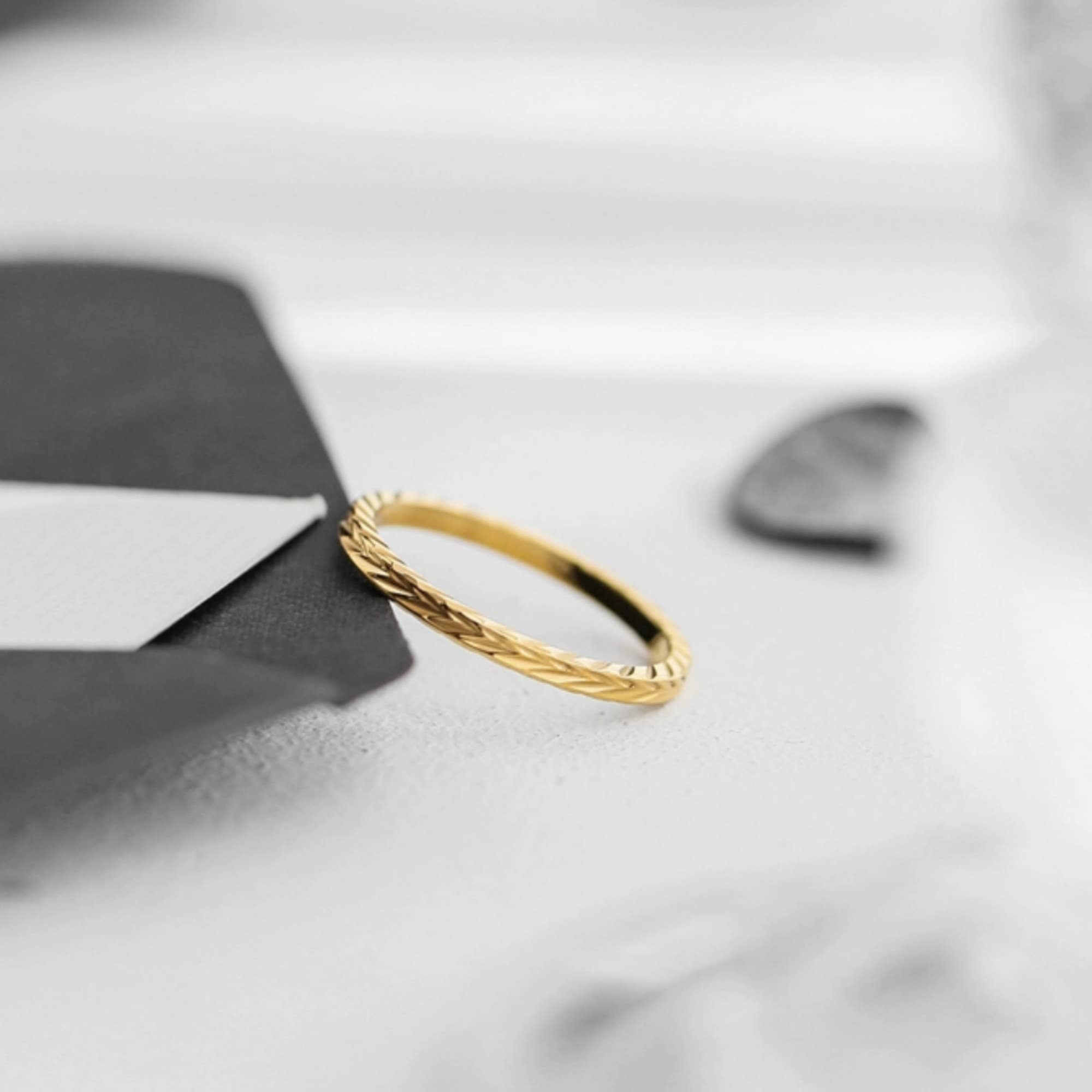 Dainty Hammered Arrow Shaped Gold Plated Ring