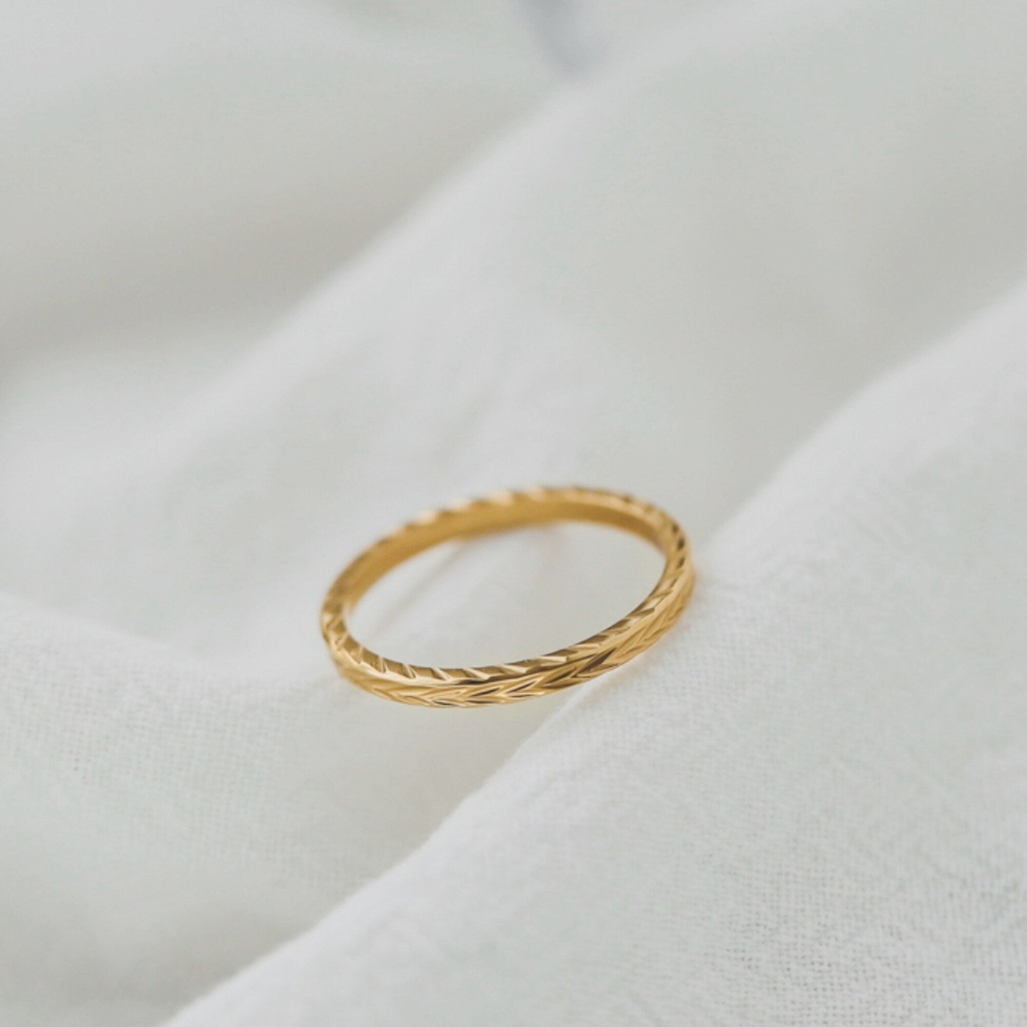 Dainty Hammered Arrow Shaped Gold Plated Ring