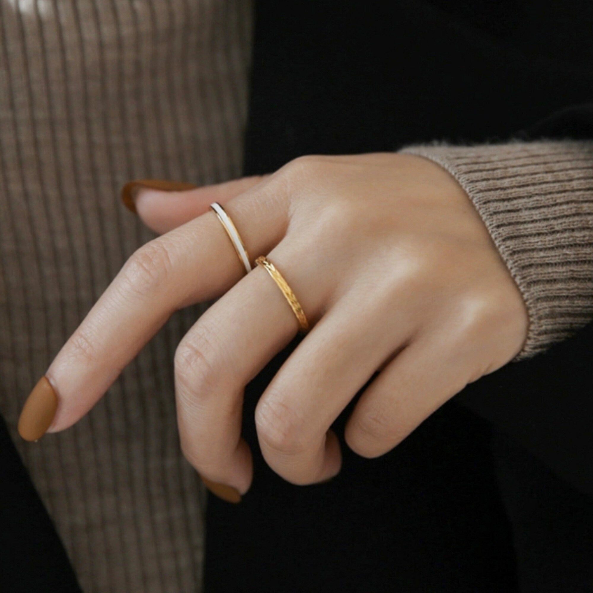 Dainty Hammered Arrow Shaped Gold Plated Ring