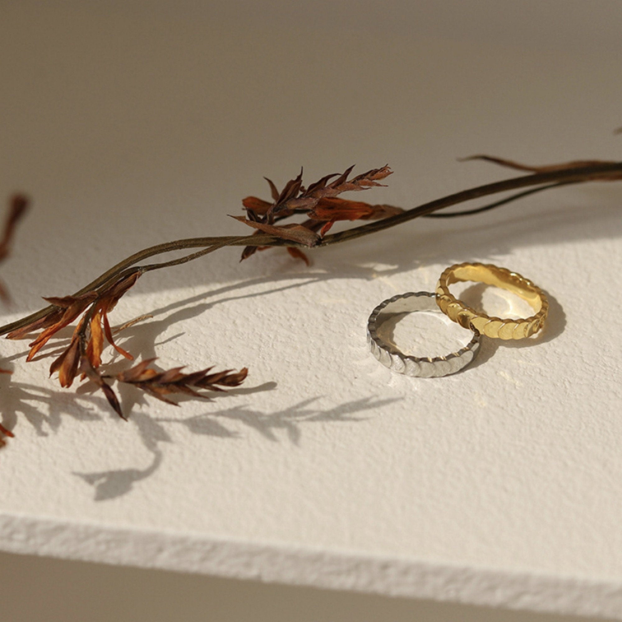 Gold Plated or Silver Plated Fish Scales Shaped Ring, Gold Statement Stacking Dome Ring