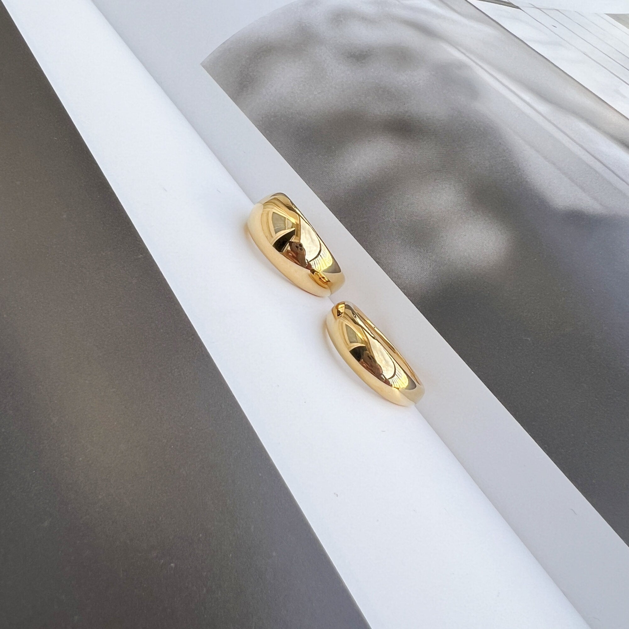 Bague "Charlotte", Bague Or Anneau Deux Tailles Large Simple en Acier Inoxydable Style Minimaliste, Bague de Phalange cadeau pour elle