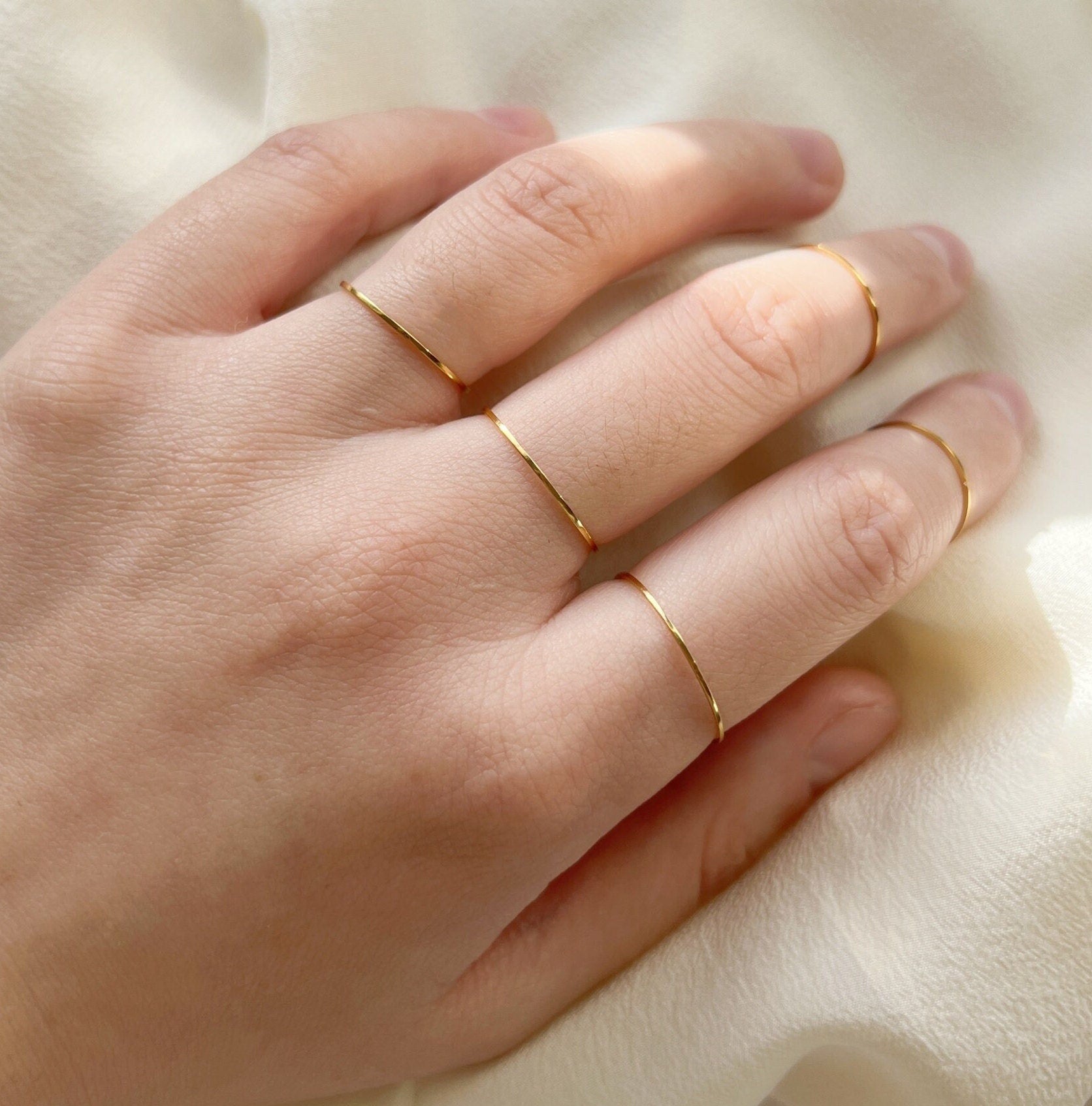 Gold Plated Ultra Thin Simple Band Stackable Ring