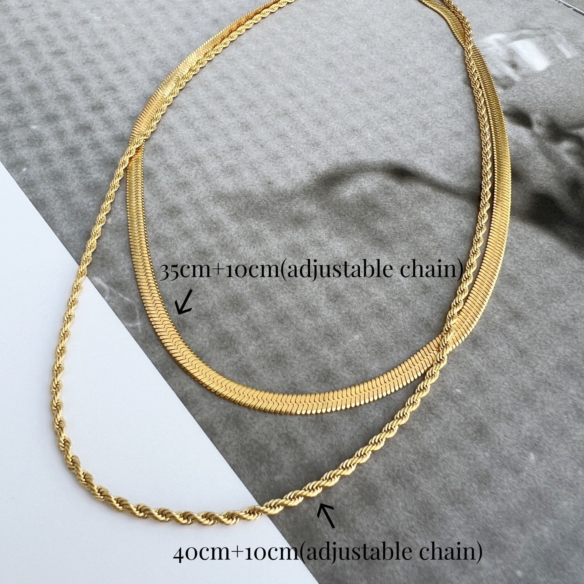 Dainty Gold Double Strands Snake ans Twisted Choker Necklace