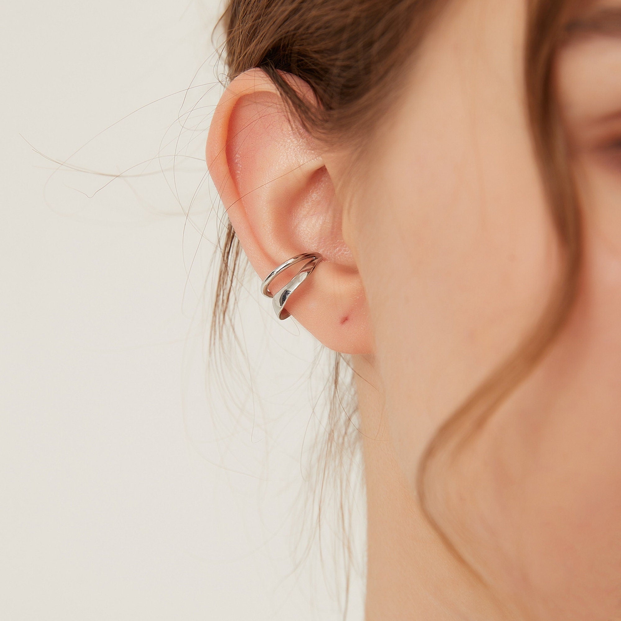 Dainty Double Strand Gold and Silver Non Piercing Ear Cuff