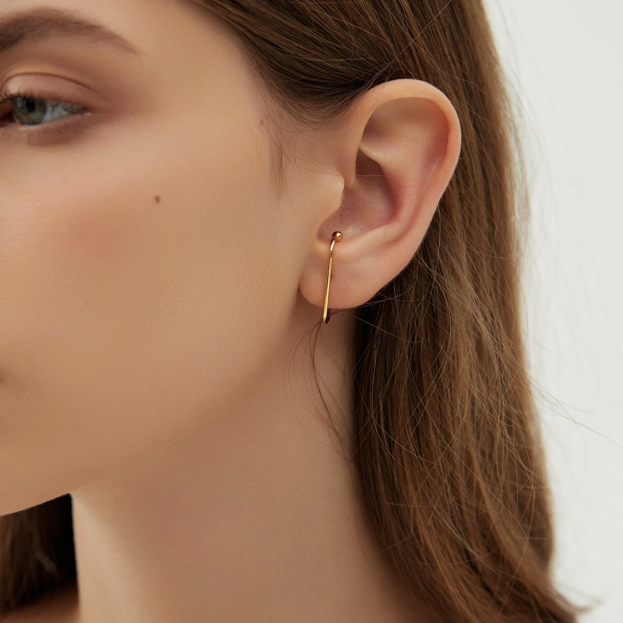 Dainty Simple Gold and Silver Ear Lobe Cuff Huggie Hoop Earrings