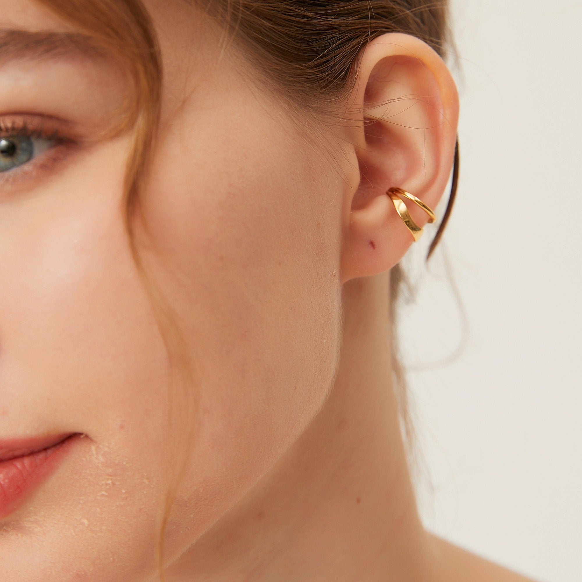 Dainty Double Strand Gold and Silver Non Piercing Ear Cuff