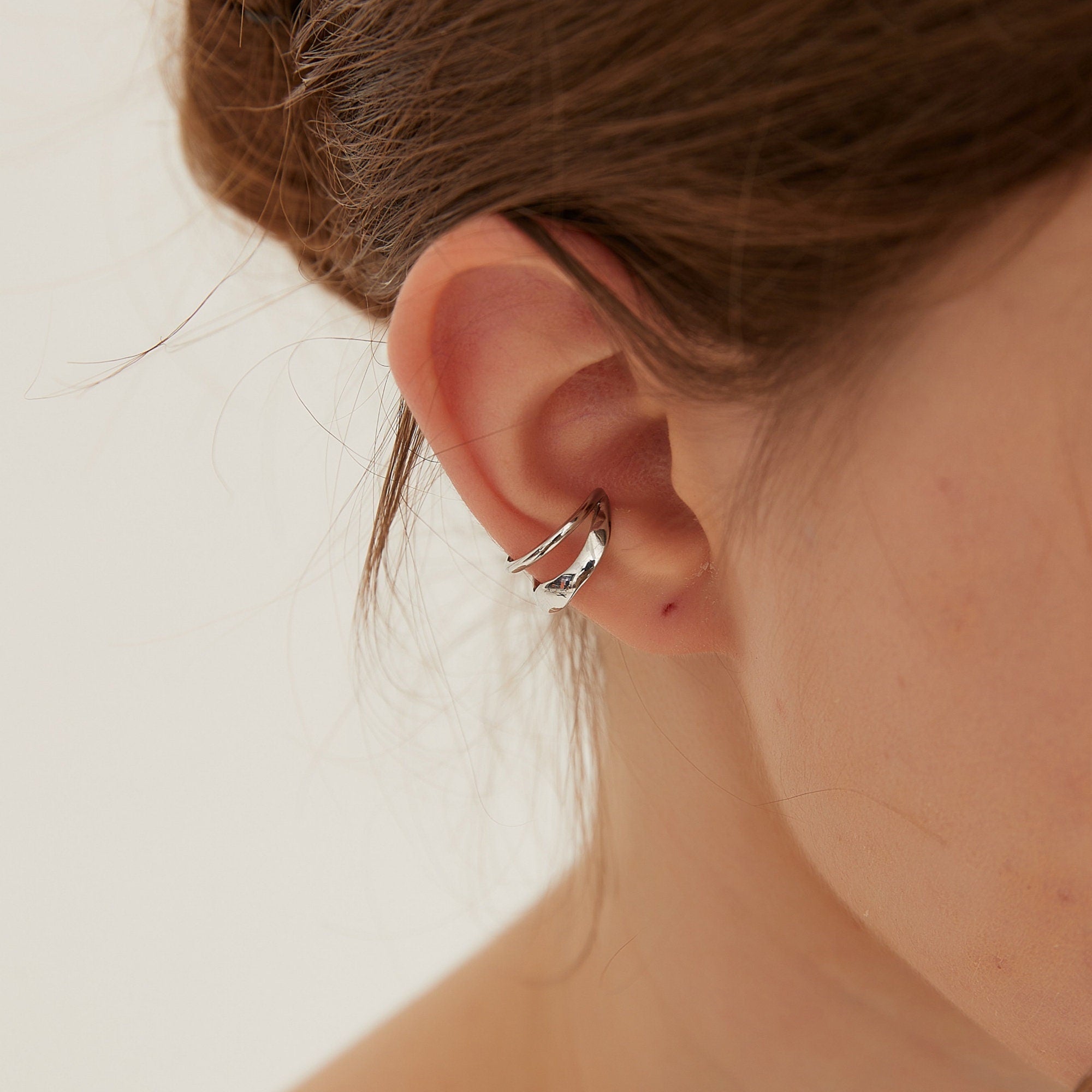 Dainty Double Strand Gold and Silver Non Piercing Ear Cuff