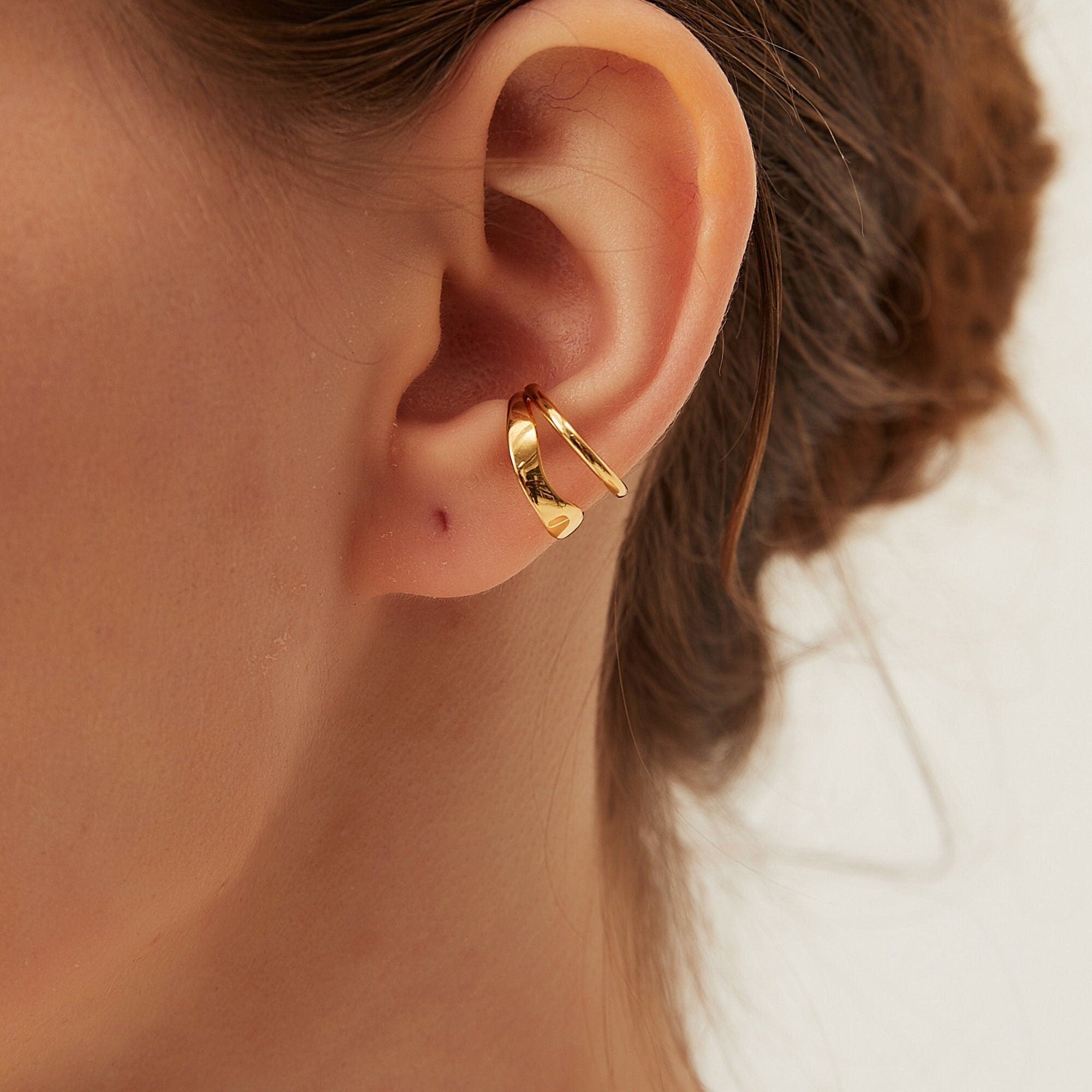 Dainty Double Strand Gold and Silver Non Piercing Ear Cuff